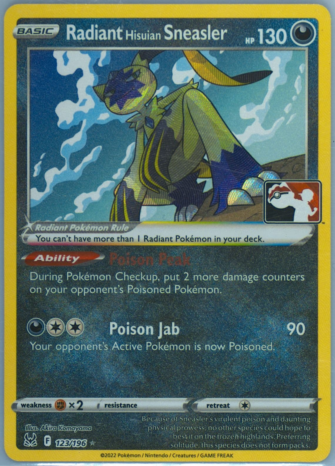 Radiant Hisuian Sneasler (123) 2023 Pokemon Play! Pokemon Prize Pack: Series 3