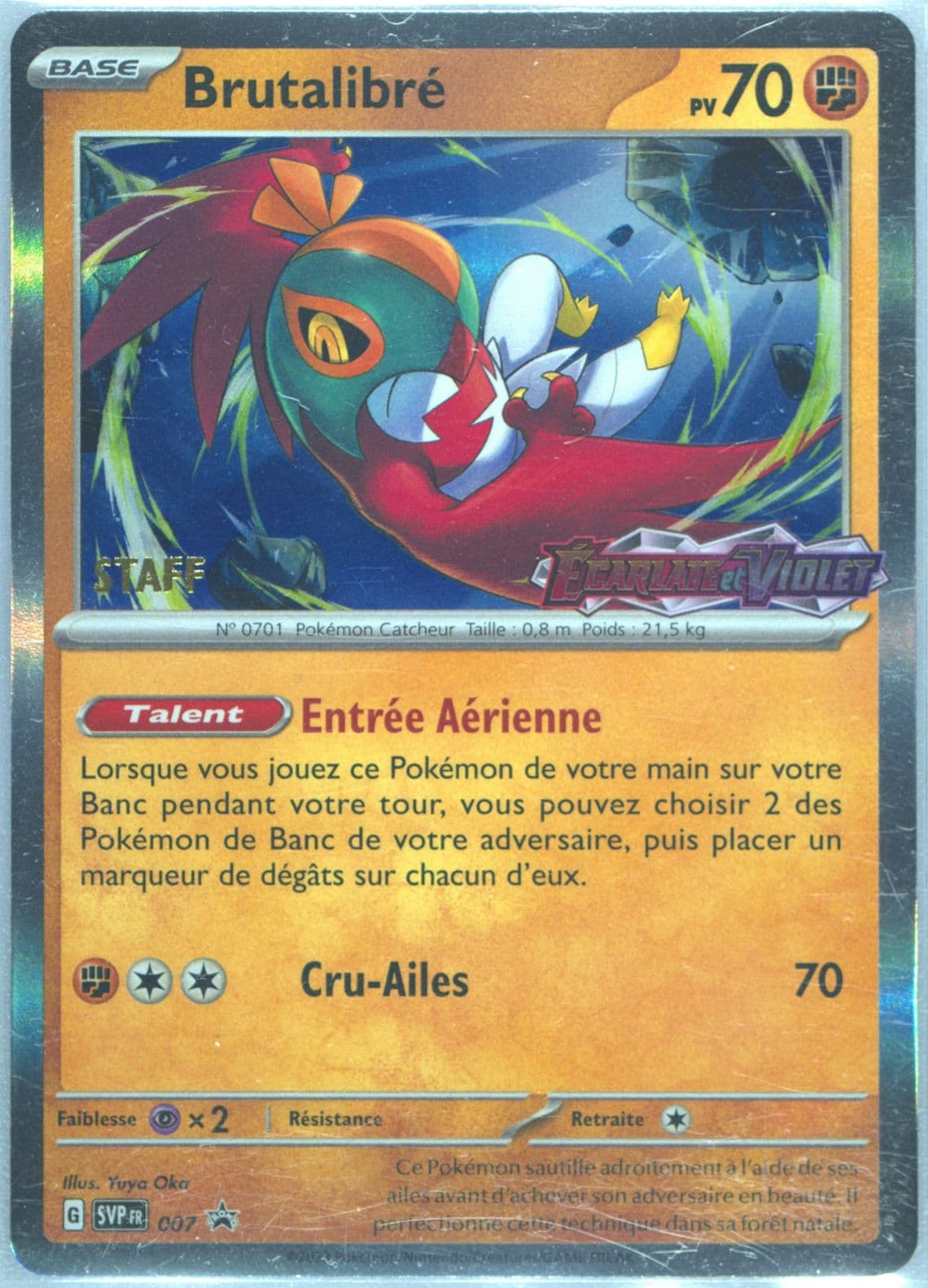 Hawlucha Scarlet & Violet Prerelease-Staff (007) 2023 Pokemon French Svp FR-SV Black Star Promo
