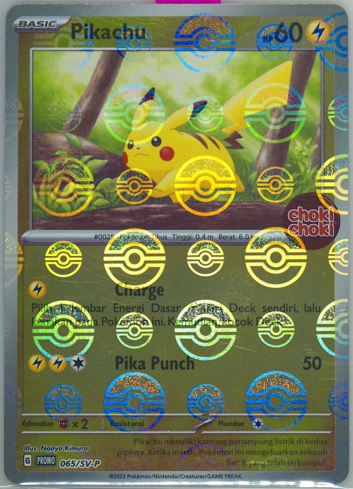 Pikachu Choki Choki Chococashew Surprise Pokemon Promotion-Reverse Holo (065) 2024 Pokemon Indonesian SV-P Promo