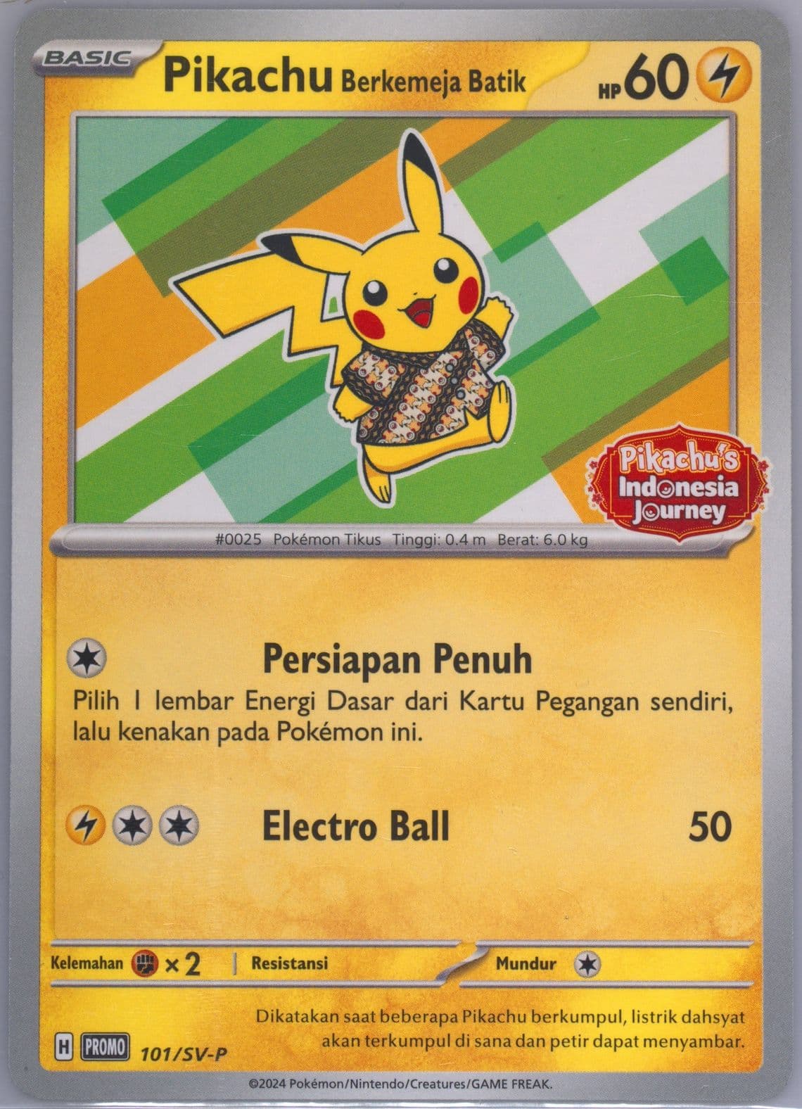 Pikachu in Batik Shirt Pikachu's Indonesia Journey Campaign (101) 2024 Pokemon Indonesian SV-P Promo