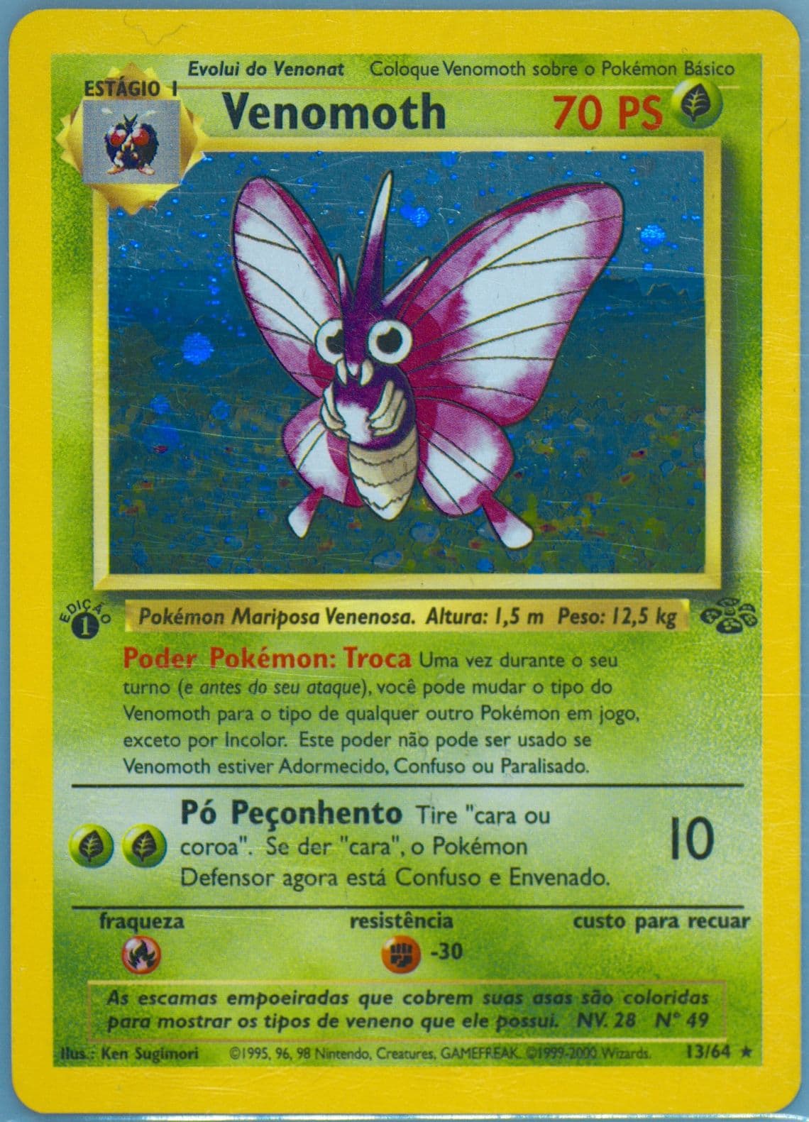 Venomoth-Holo 1st Edition (13) 2000 Pokemon Portuguese Jungle