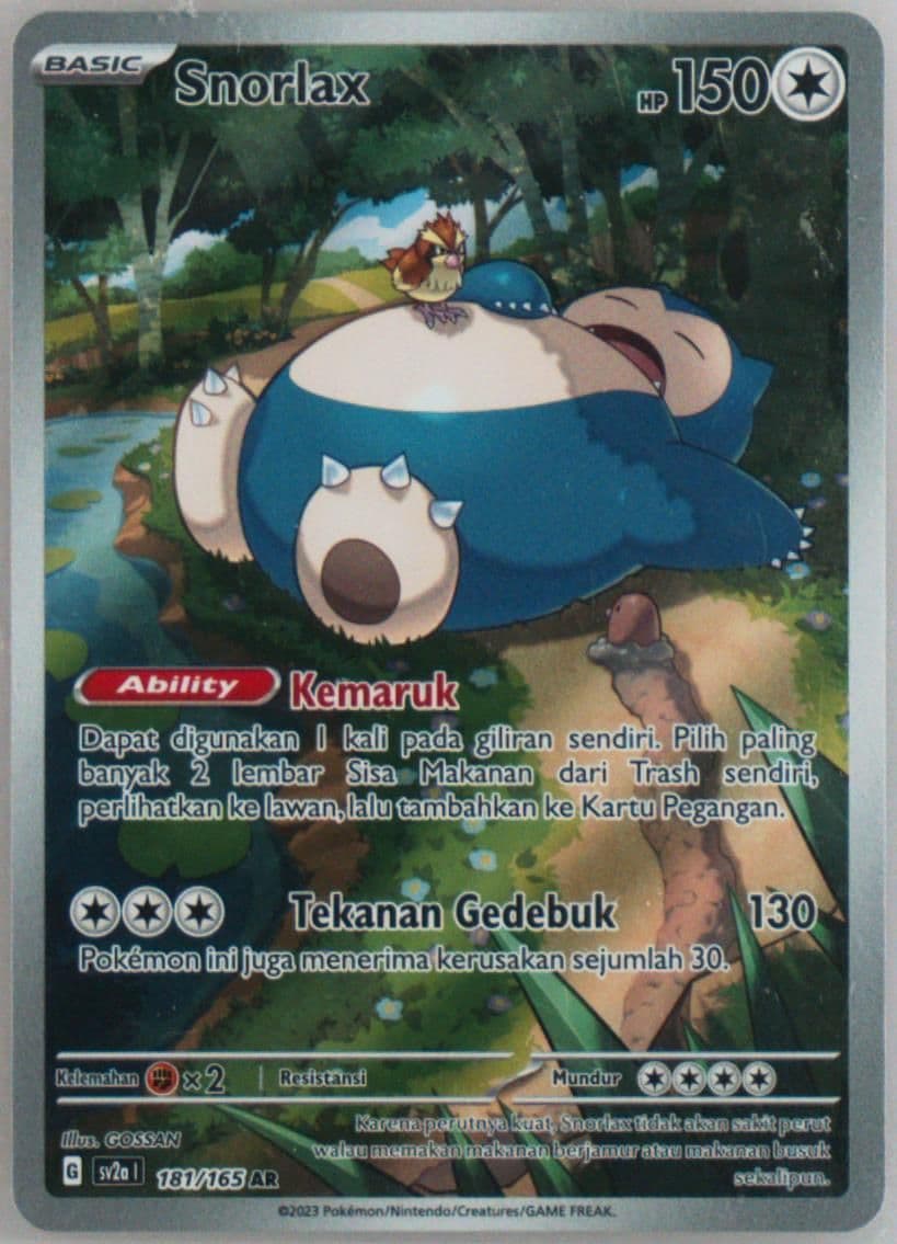 Snorlax Art Rare (181) 2023 Pokemon Indonesian Sv2a I-Pokemon 151