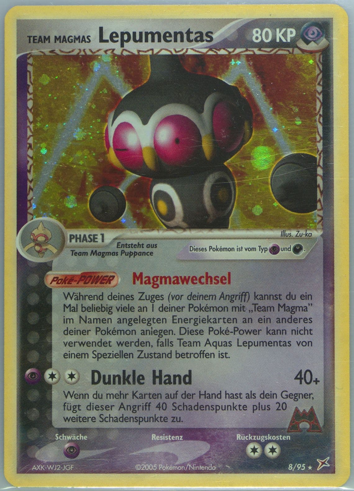 Team Magmas Lepumentas-Holo (8) 2005 Pokemon German EX Team Magma VS Team Aqua