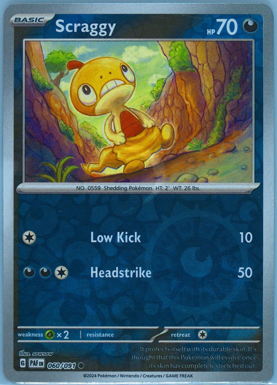 Scraggy Reverse Holo (060) 2024 Pokemon Paf EN-Paldean Fates