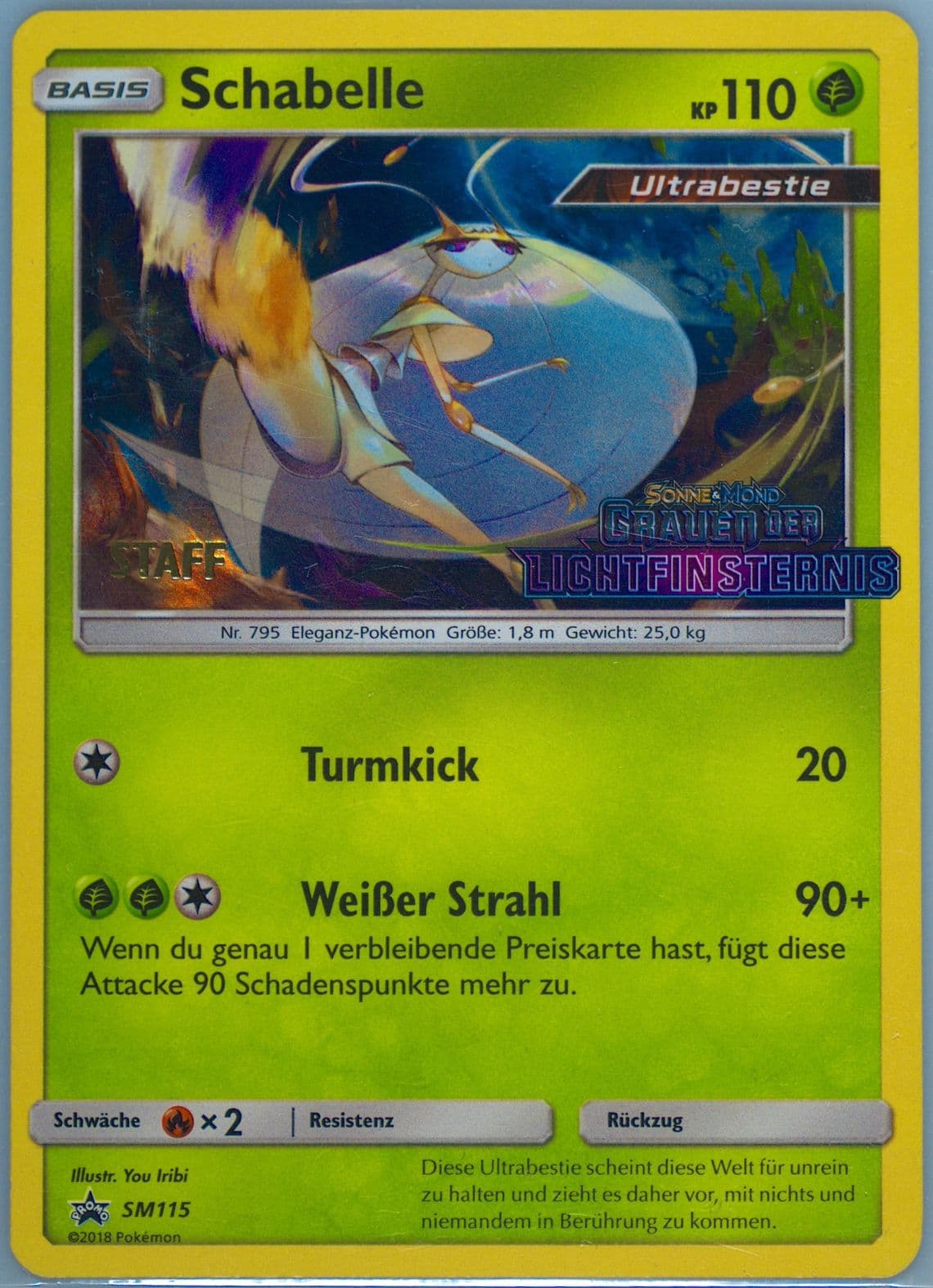 Schabelle-Holo Forbidden Light-Prerelease-Staff-German (SM115) 2018 Pokemon SM Black Star Promo