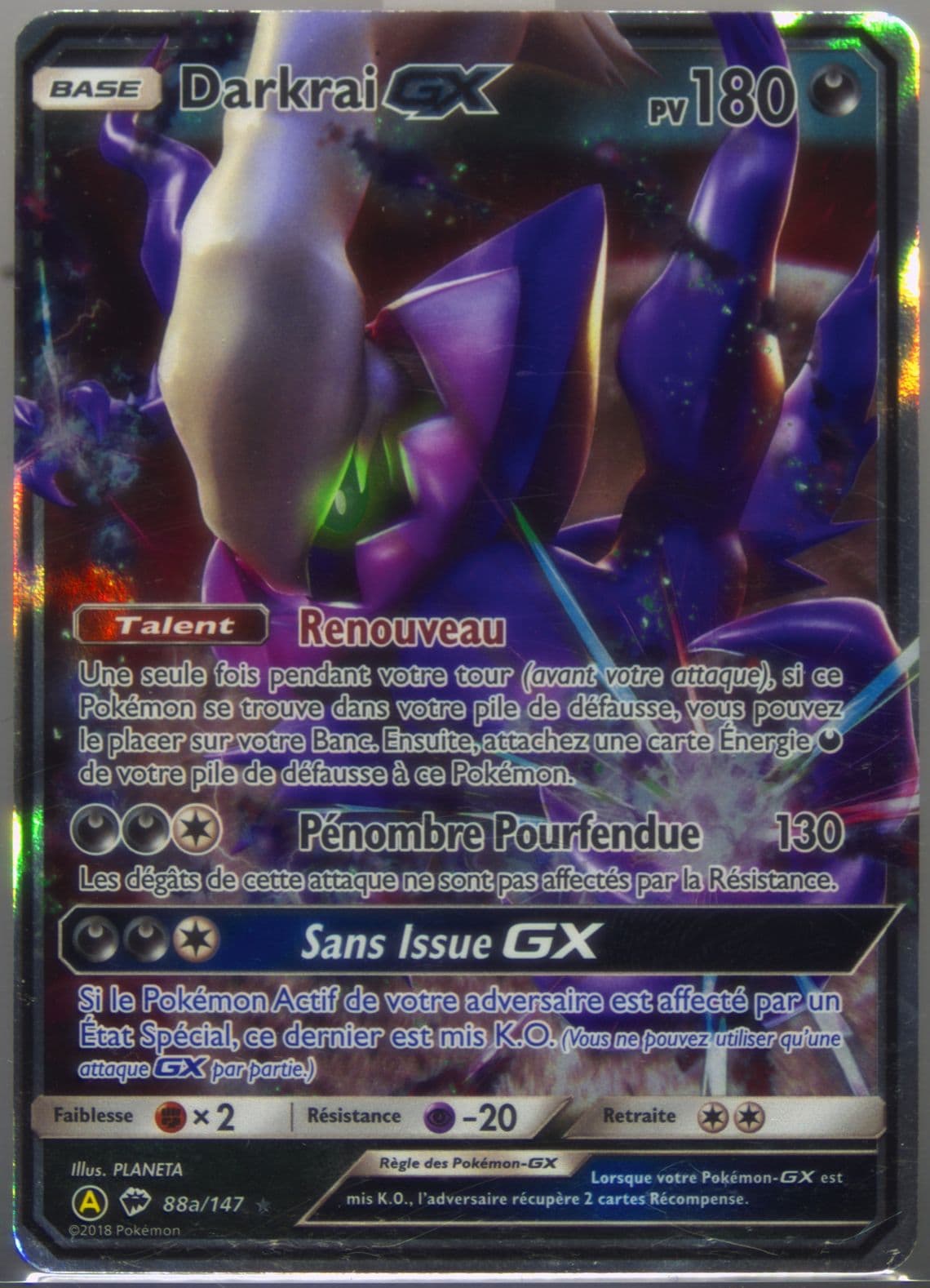 Darkrai GX Yellow A 2018 Shining Legends Collection-French (88a) 2017 Pokemon Sun & Moon Burning Shadows