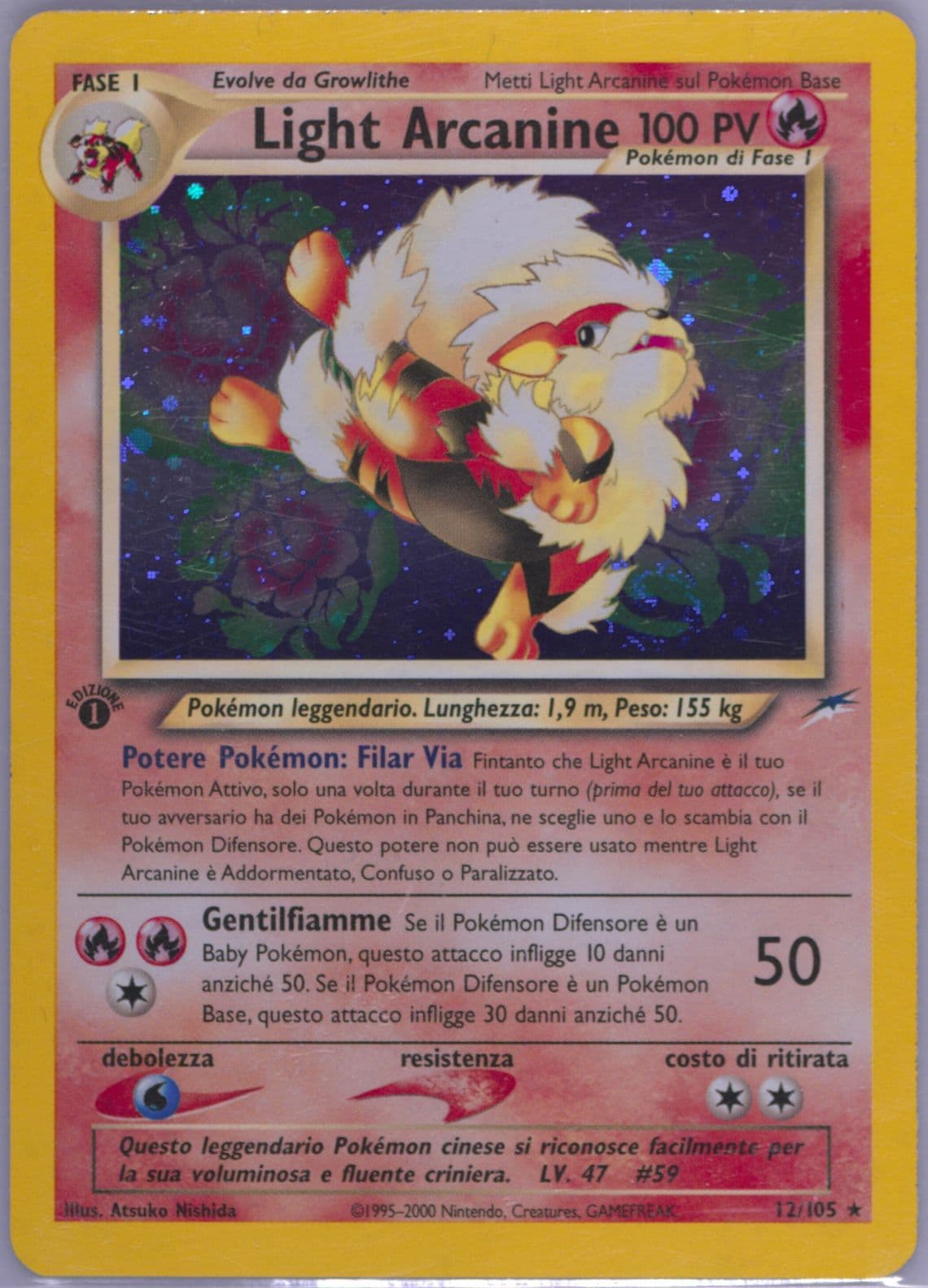 Light Arcanine-Holo Italian-1st Edition (12) 2002 Pokemon Neo Destiny