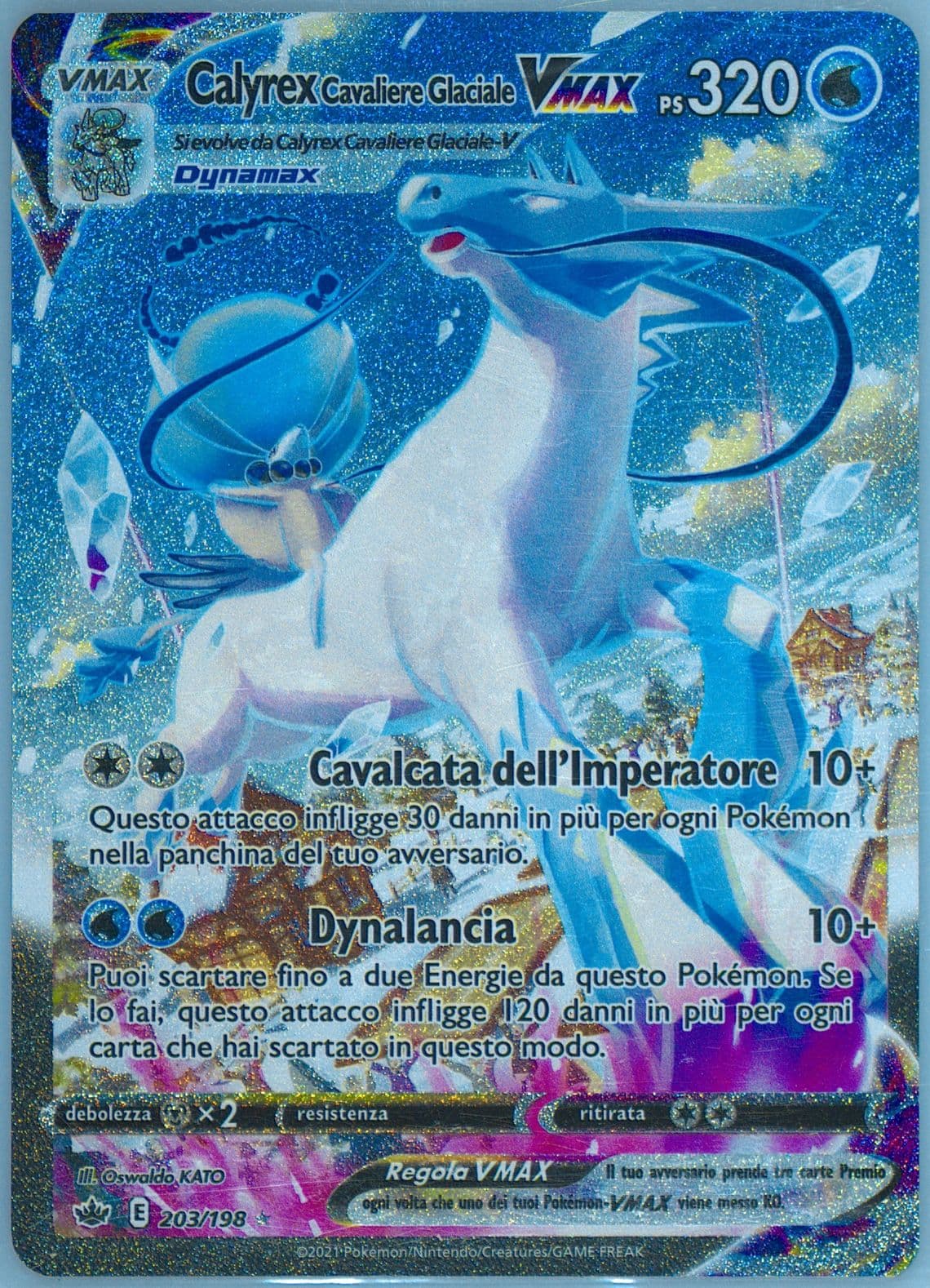 Full Art/Calyrex Cavaliere Glaciale Vmax Italian-Secret (203) 2021 Pokemon Sword & Shield Chilling Reign