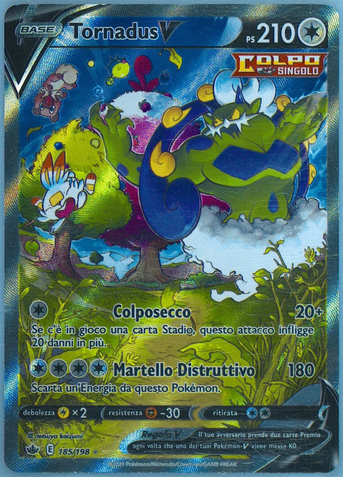 Full Art/Tornadus V Italian (185) 2021 Pokemon Sword & Shield Chilling Reign