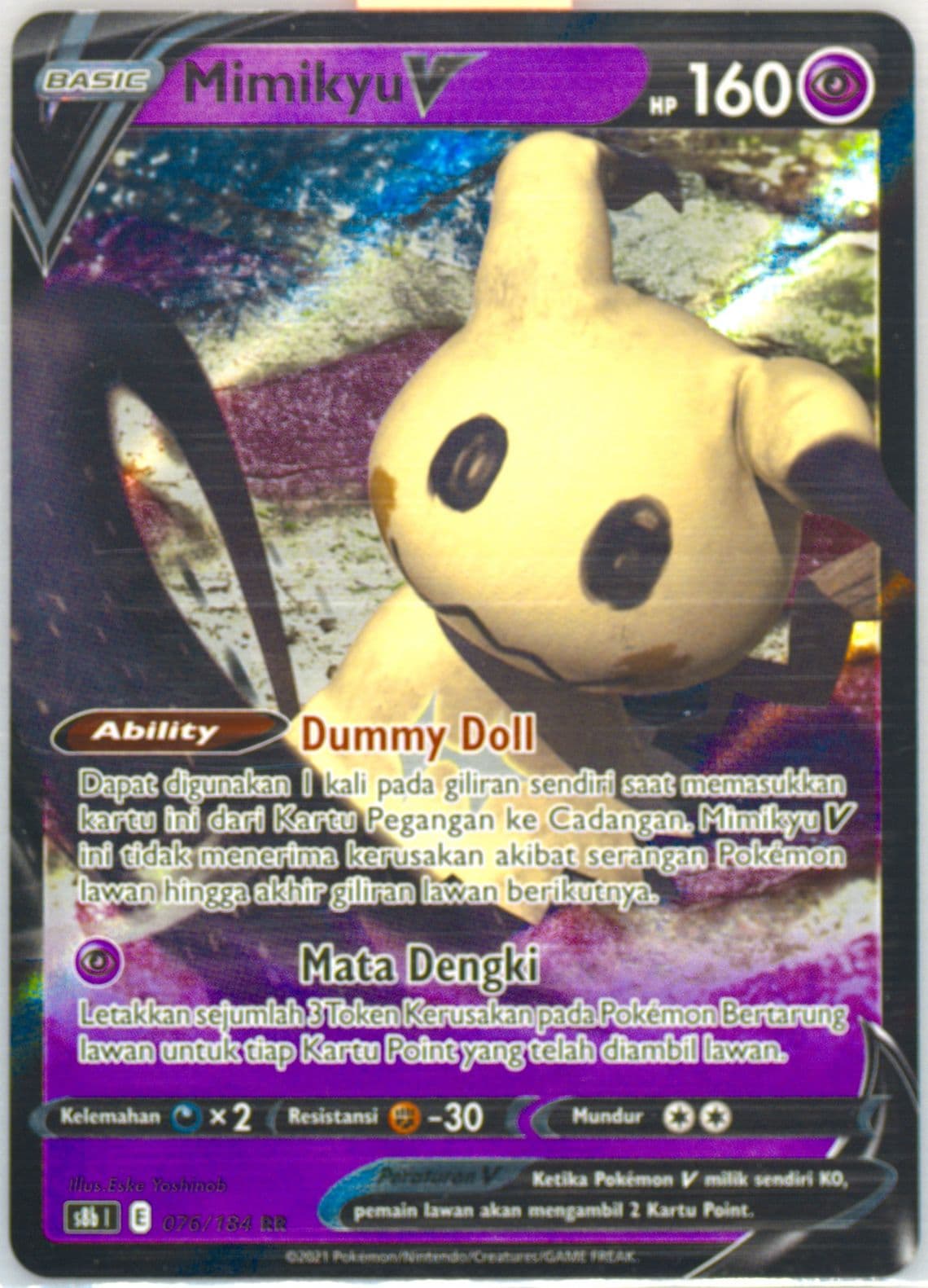 Mimikyu V (076) 2022 Pokemon Indonesian Sword & Shield Vmax Climax