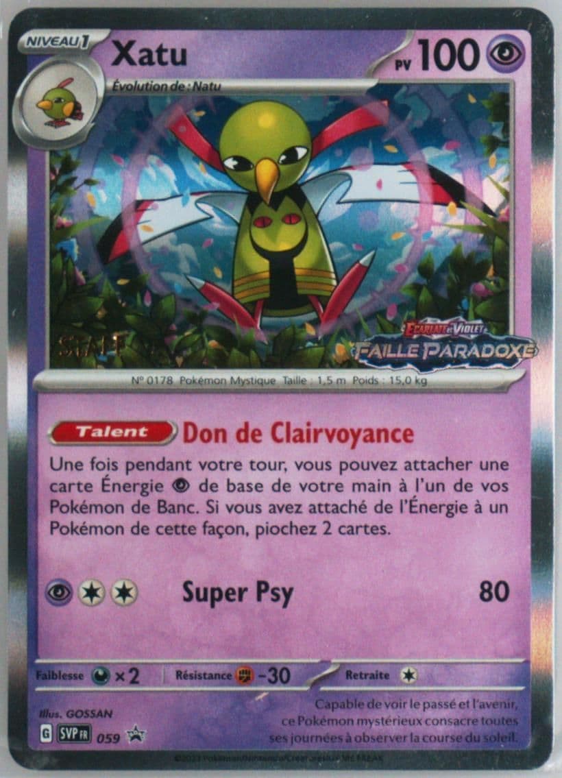 Xatu Paradox Rift Prerelease-Staff (059) 2023 Pokemon French Svp FR-SV Black Star Promo
