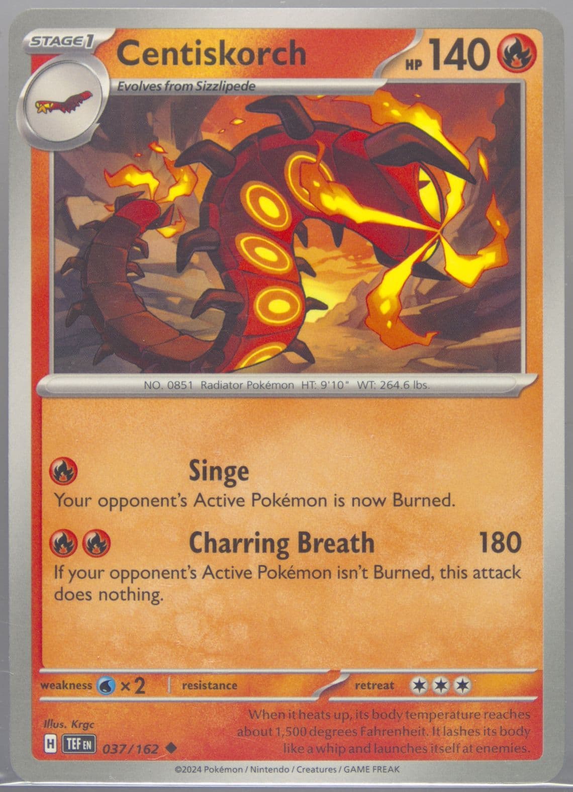 Centiskorch (037) 2024 Pokemon Tef EN-Temporal Forces