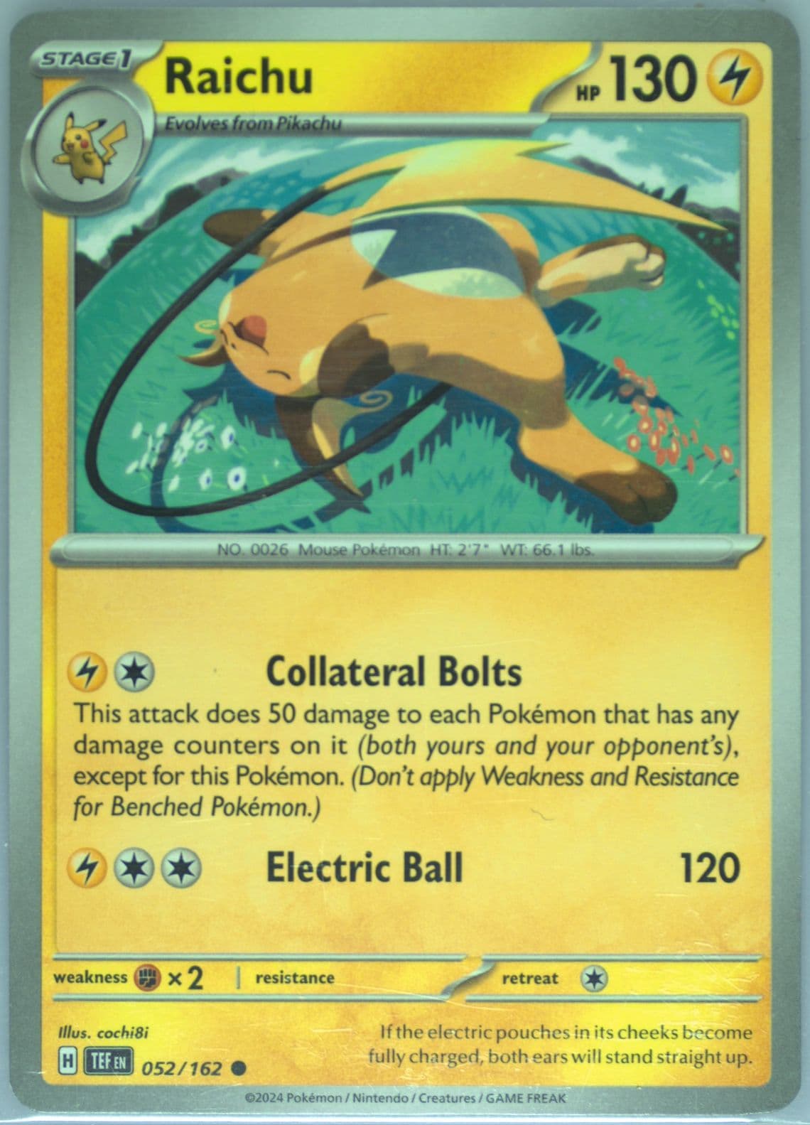 Raichu (052) 2024 Pokemon Tef EN-Temporal Forces
