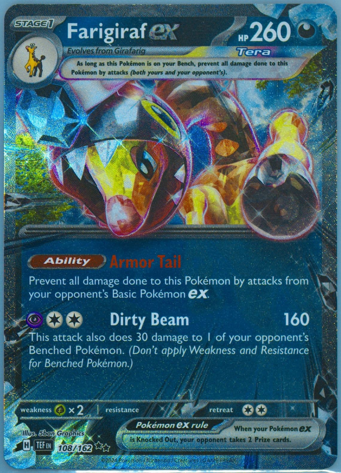 Farigiraf EX (108) 2024 Pokemon Tef EN-Temporal Forces