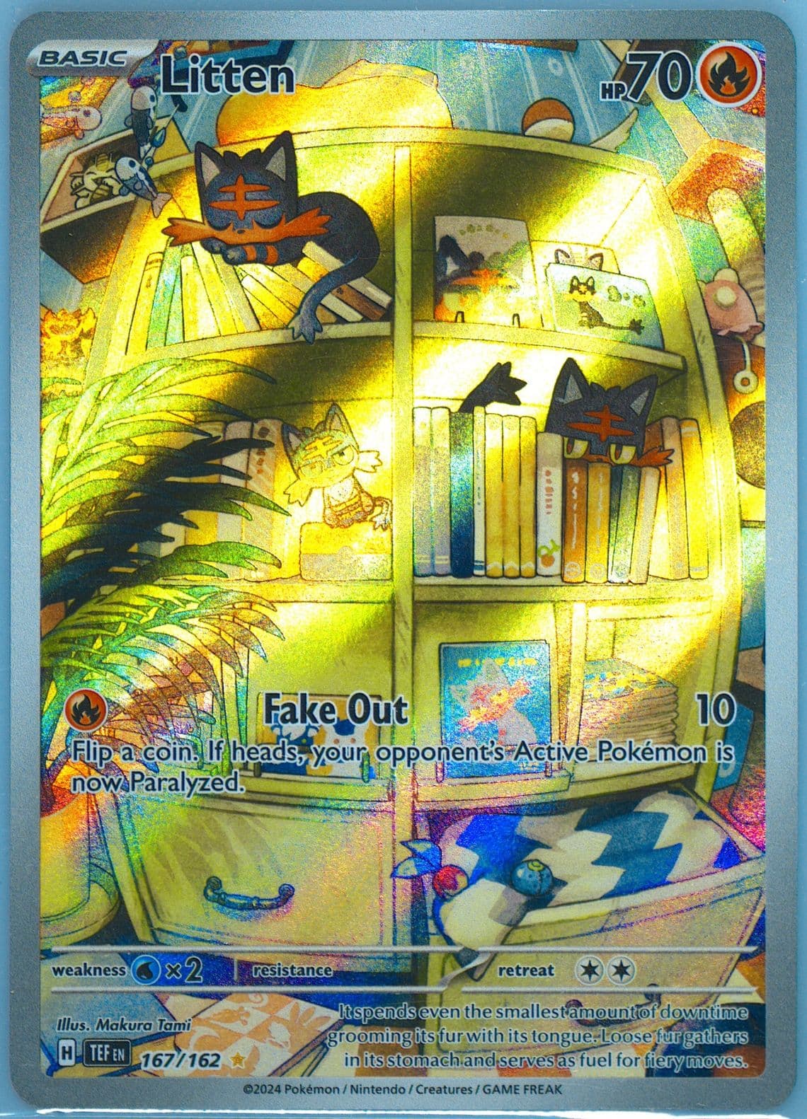 Litten Illustration Rare (167) 2024 Pokemon Tef EN-Temporal Forces