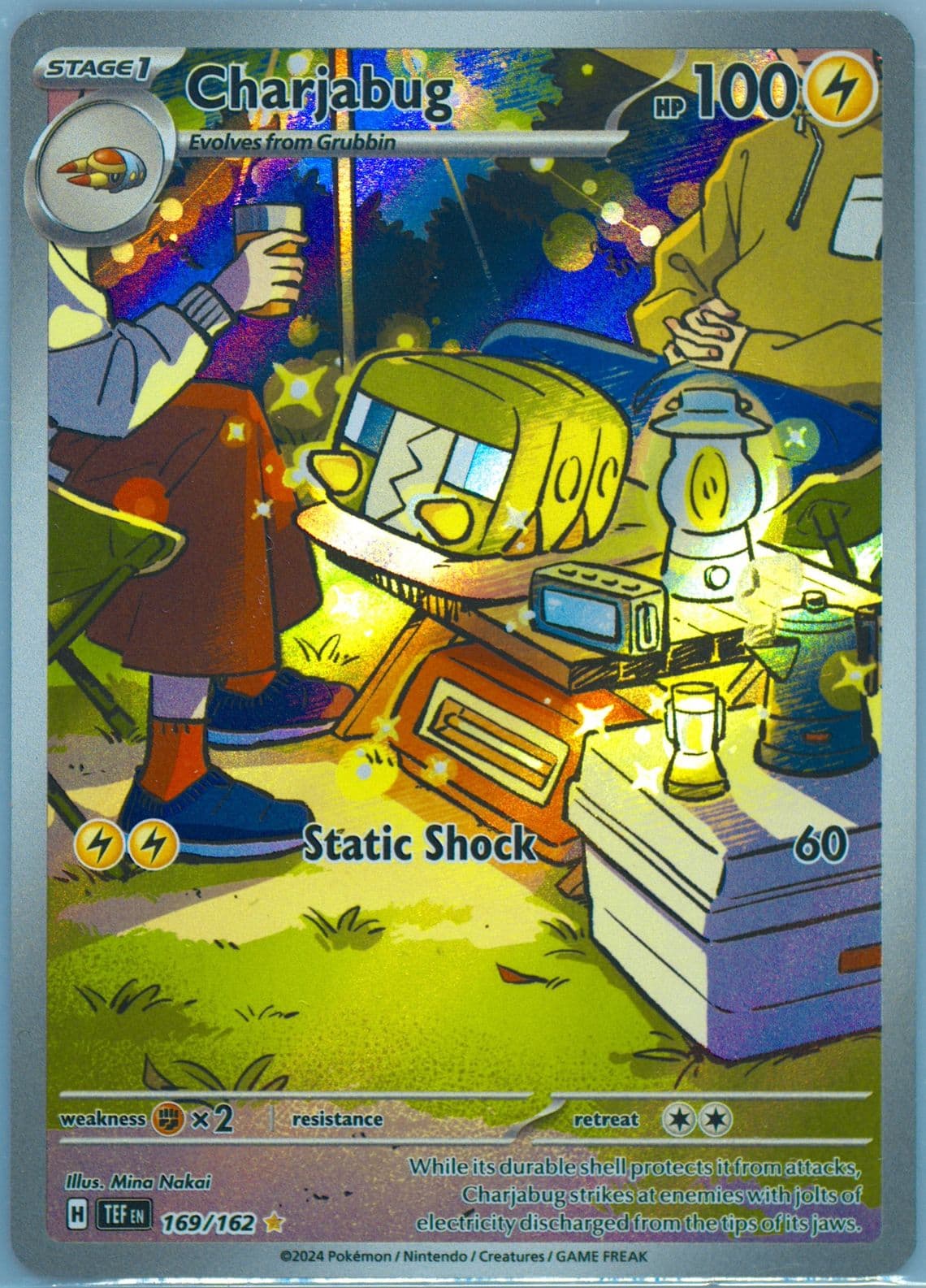 Charjabug Illustration Rare (169) 2024 Pokemon Tef EN-Temporal Forces