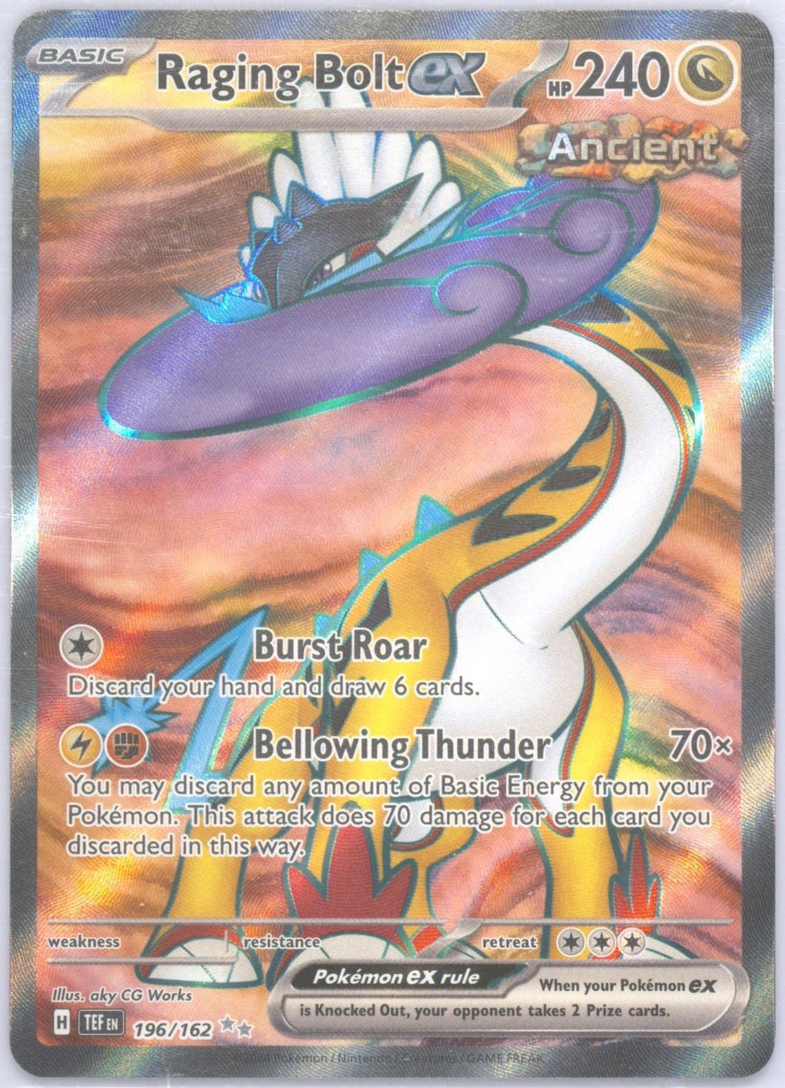 Raging Bolt EX Ultra Rare (196) 2024 Pokemon Tef EN-Temporal Forces