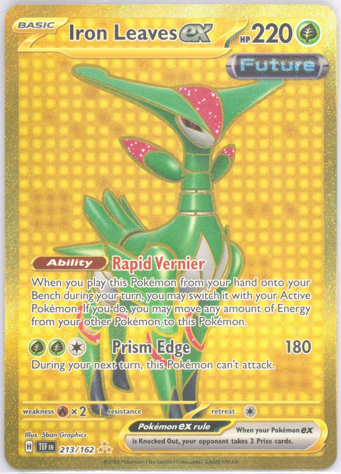 Iron Leaves EX Hyper Rare (213) 2024 Pokemon Tef EN-Temporal Forces