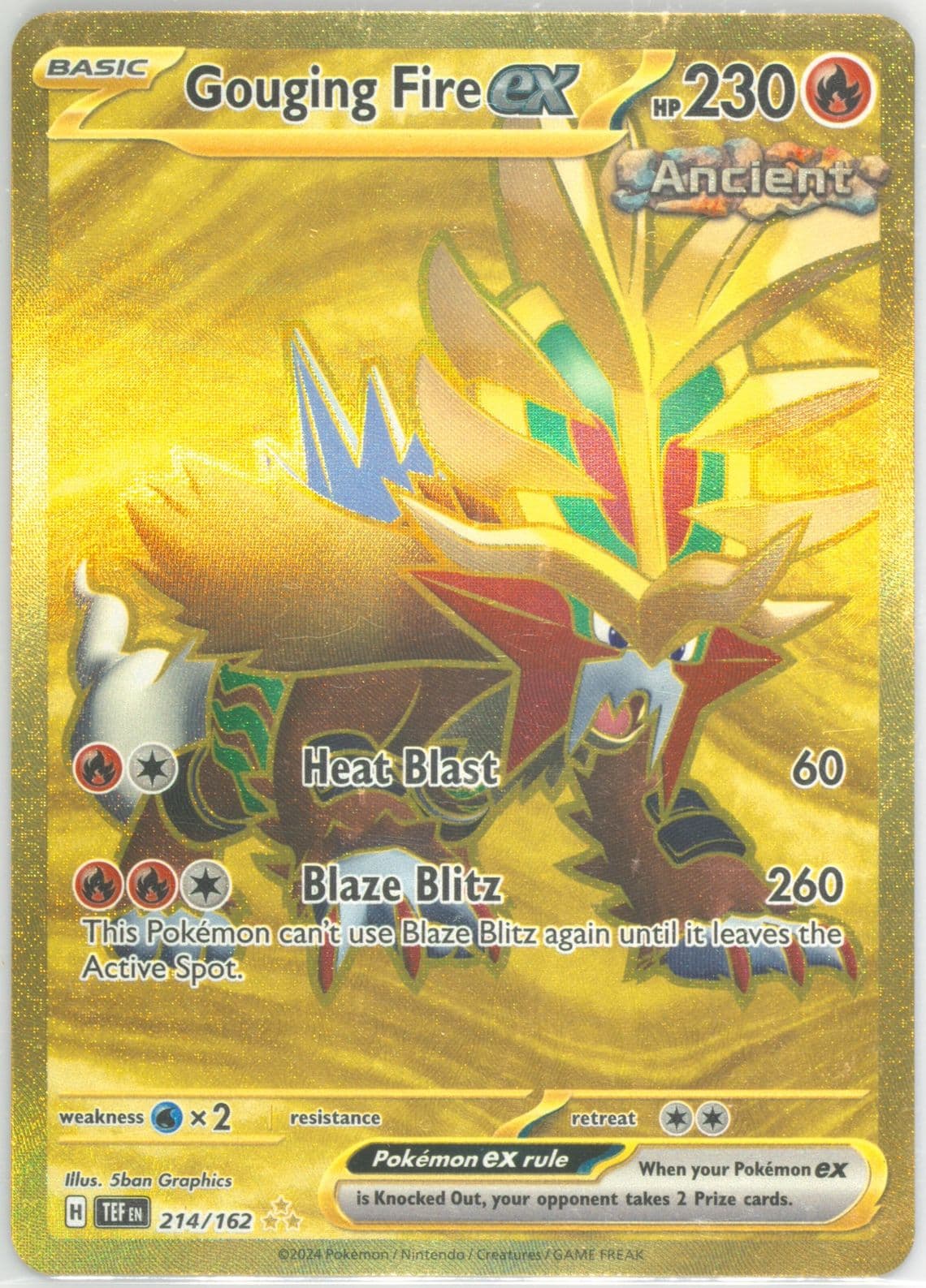 Gouging Fire EX Hyper Rare (214) 2024 Pokemon Tef EN-Temporal Forces