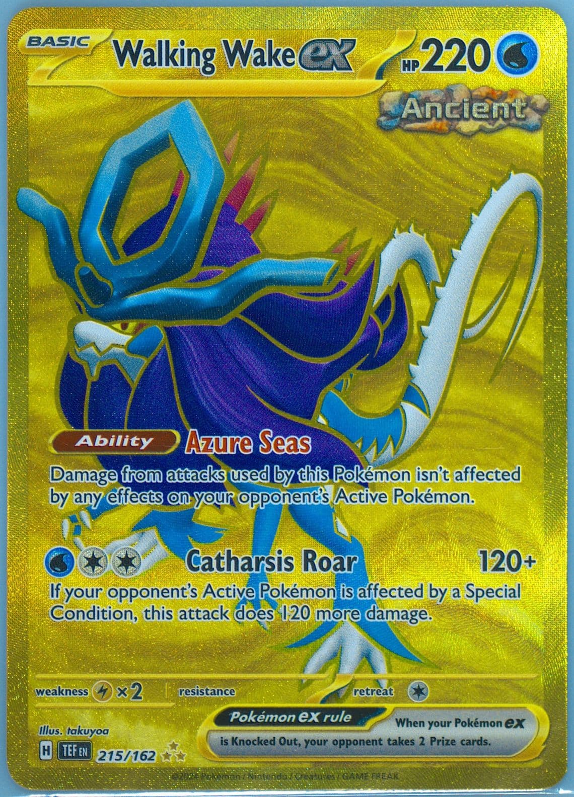 Walking Wake EX Hyper Rare (215) 2024 Pokemon Tef EN-Temporal Forces