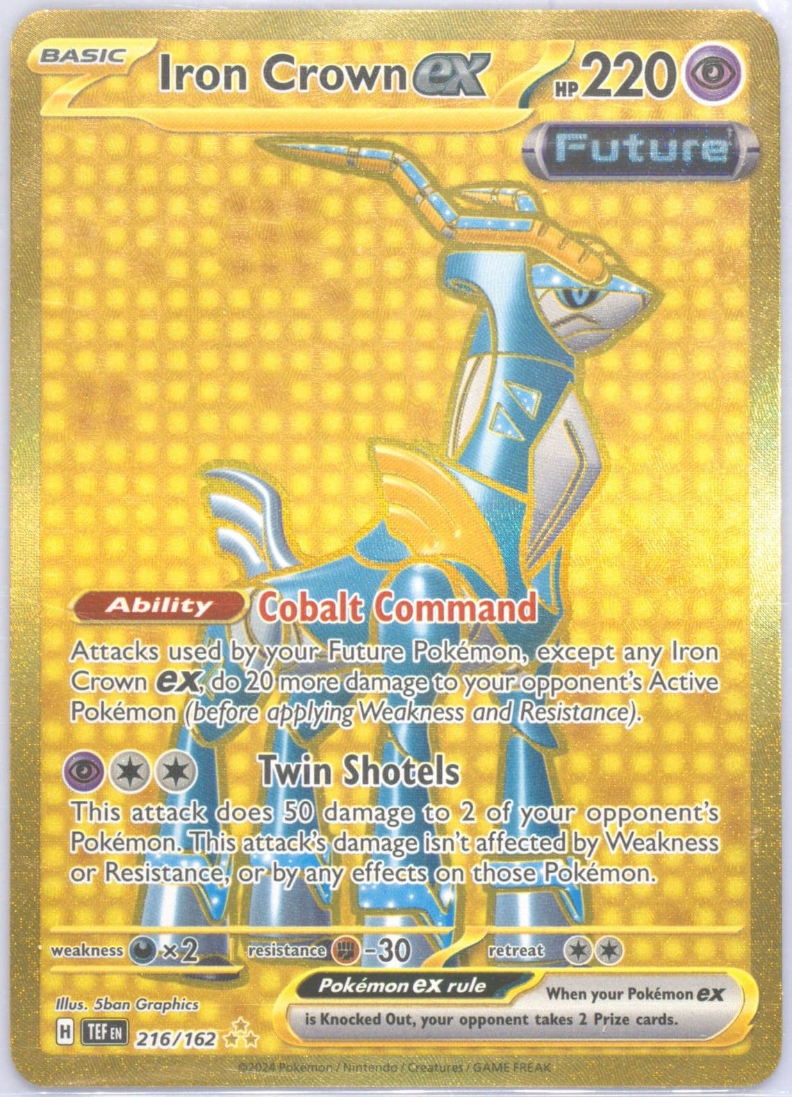 Iron Crown EX Hyper Rare (216) 2024 Pokemon Tef EN-Temporal Forces
