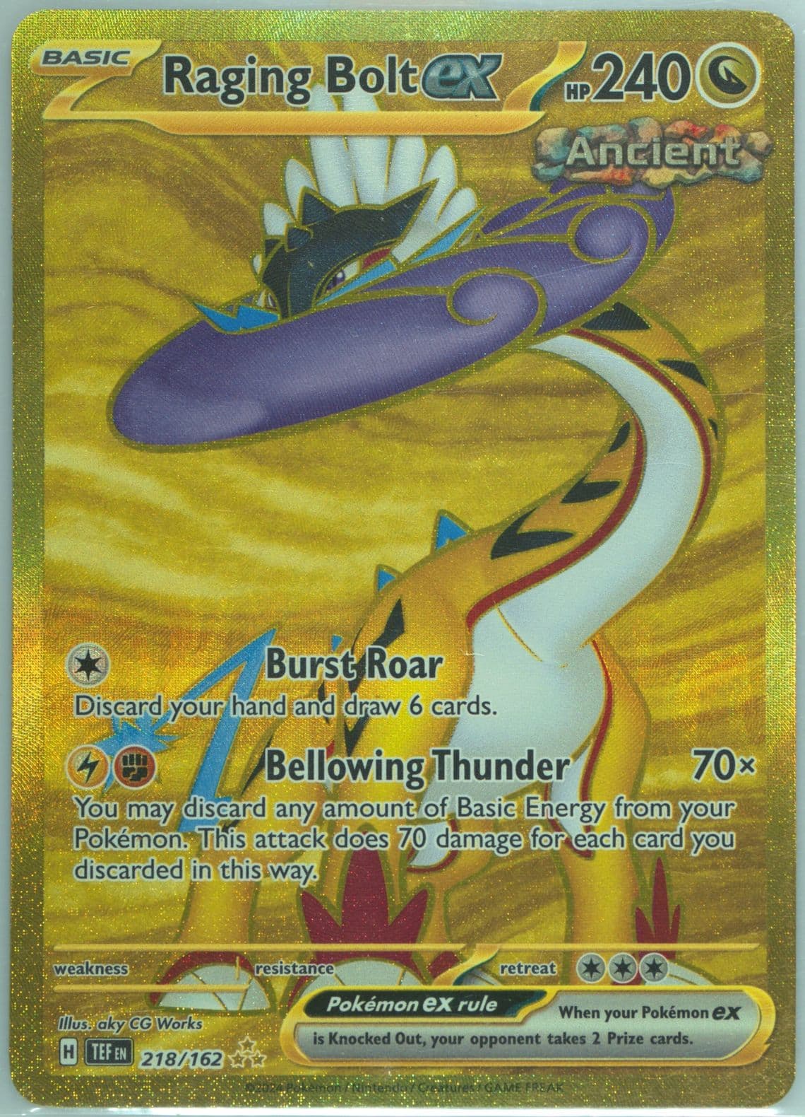 Raging Bolt EX Hyper Rare (218) 2024 Pokemon Tef EN-Temporal Forces