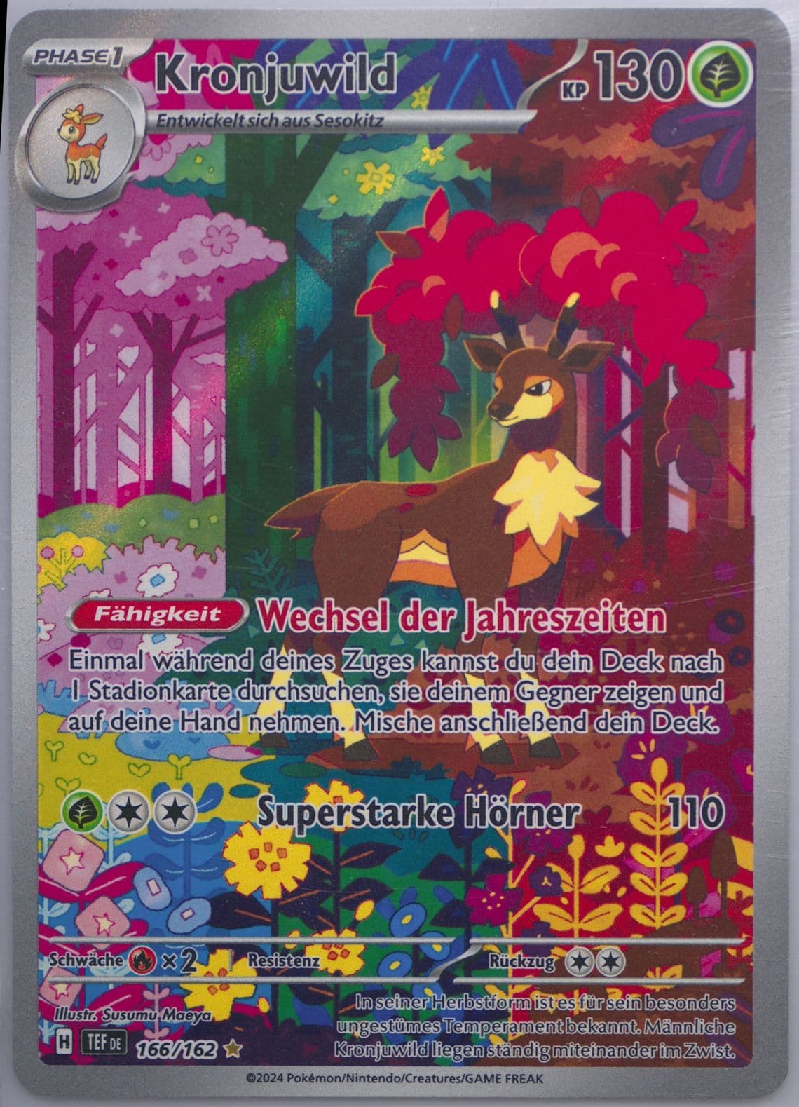 Sawsbuck Illustration Rare (166) 2024 Pokemon German Tef de-Temporal Forces