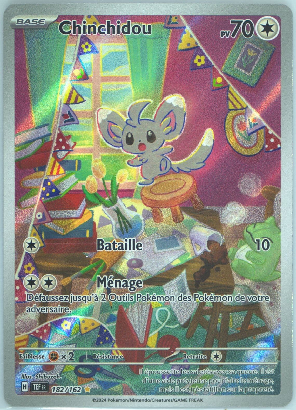 Minccino Illustration Rare (182) 2024 Pokemon French Tef FR-Temporal Forces