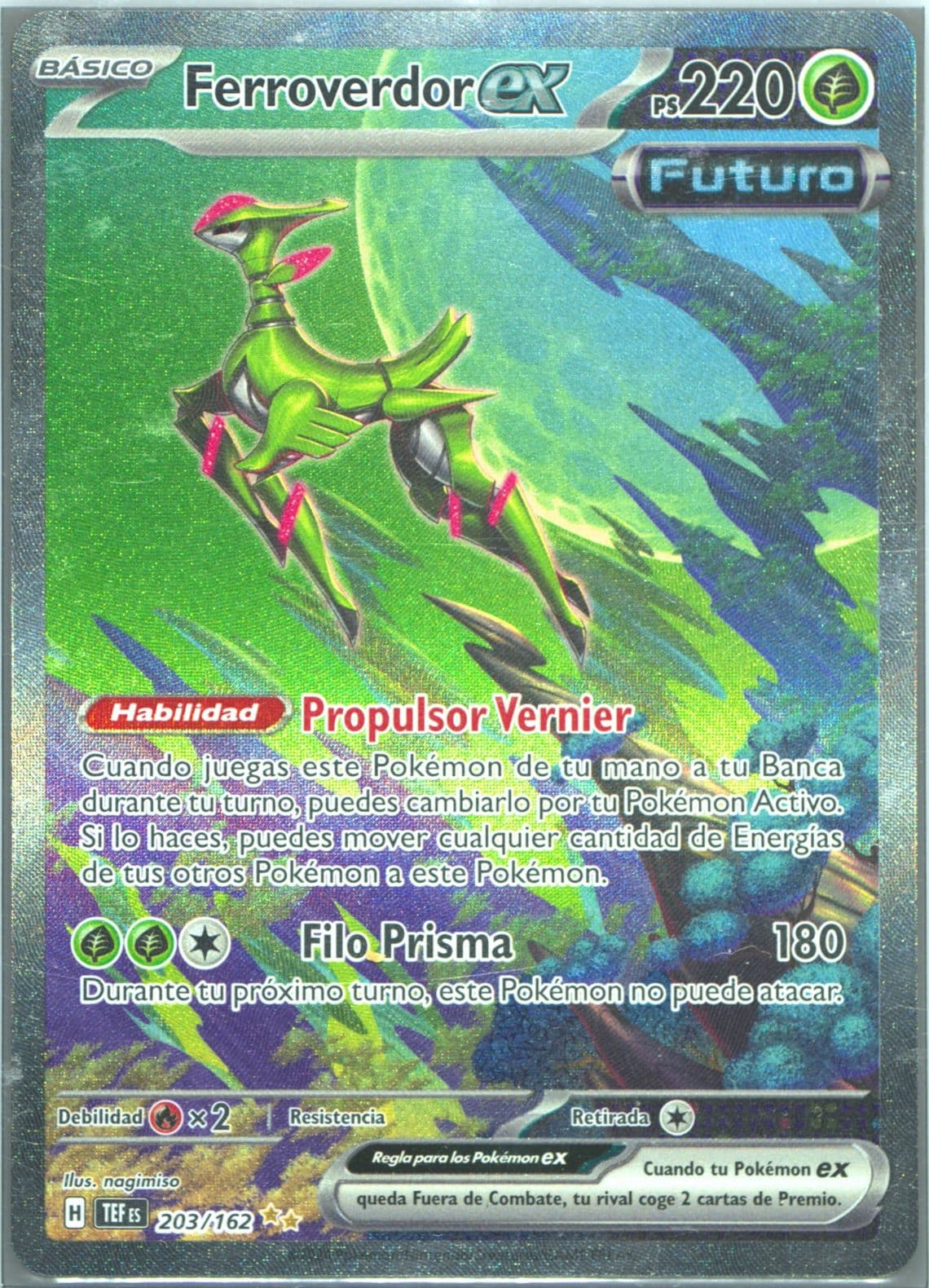 Iron Leaves EX Special Illustration Rare (203) 2024 Pokemon Spanish Tef ES-Temporal Forces