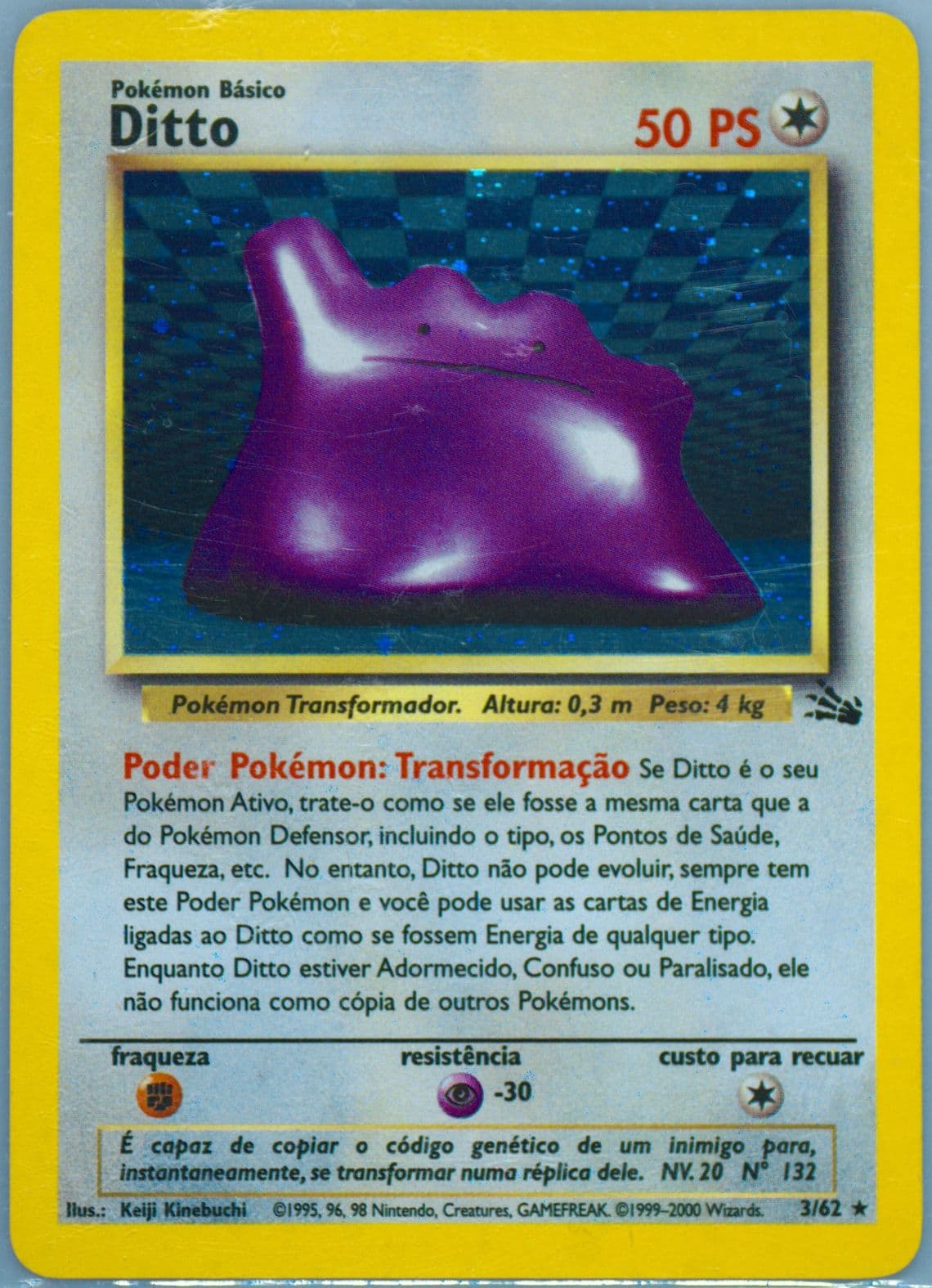 Ditto-Holo (3) 2000 Pokemon Portuguese Fossil