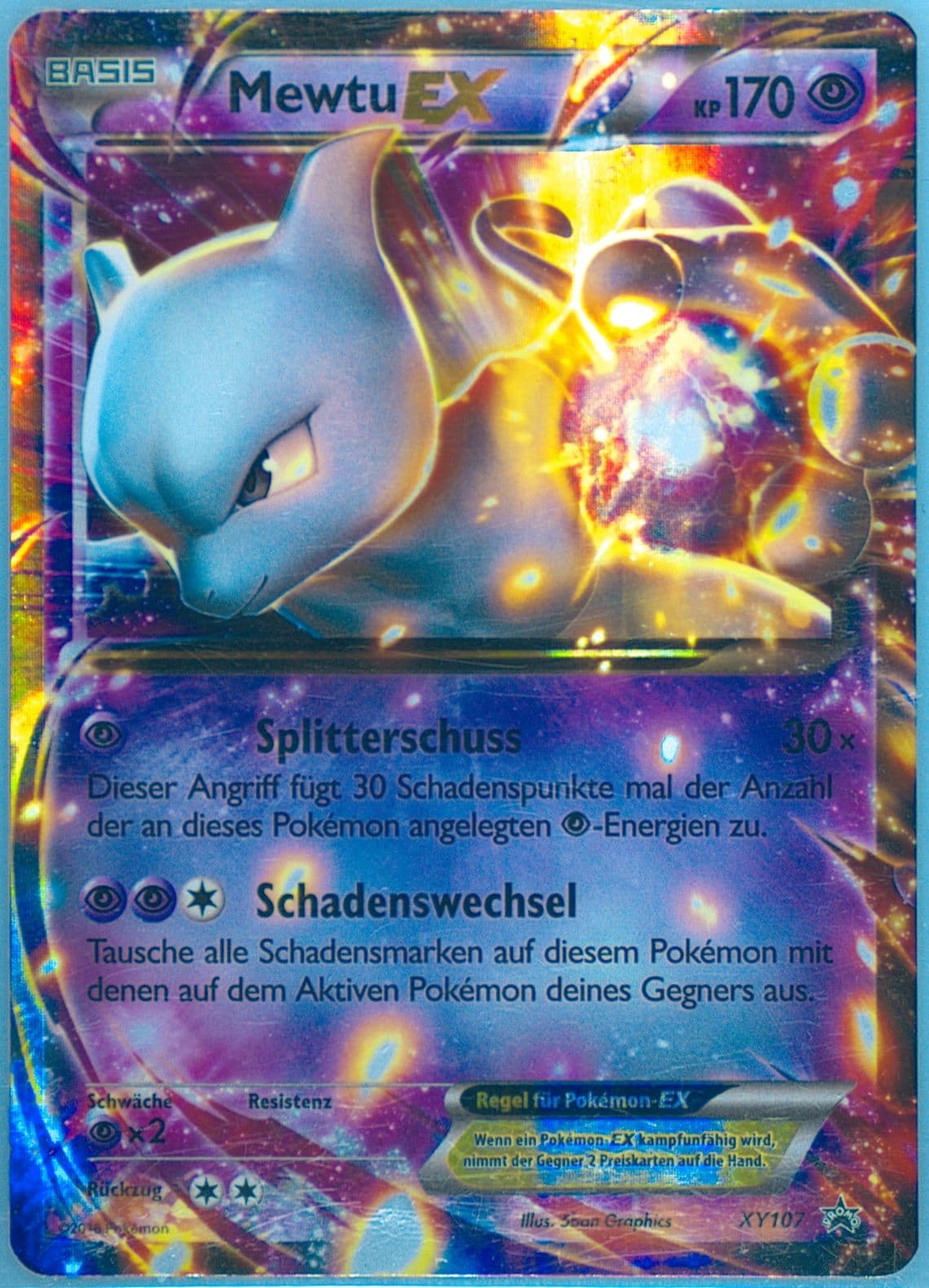 Mewtu EX Triple Power Tin-German (XY107) 2016 Pokemon XY Black Star Promo