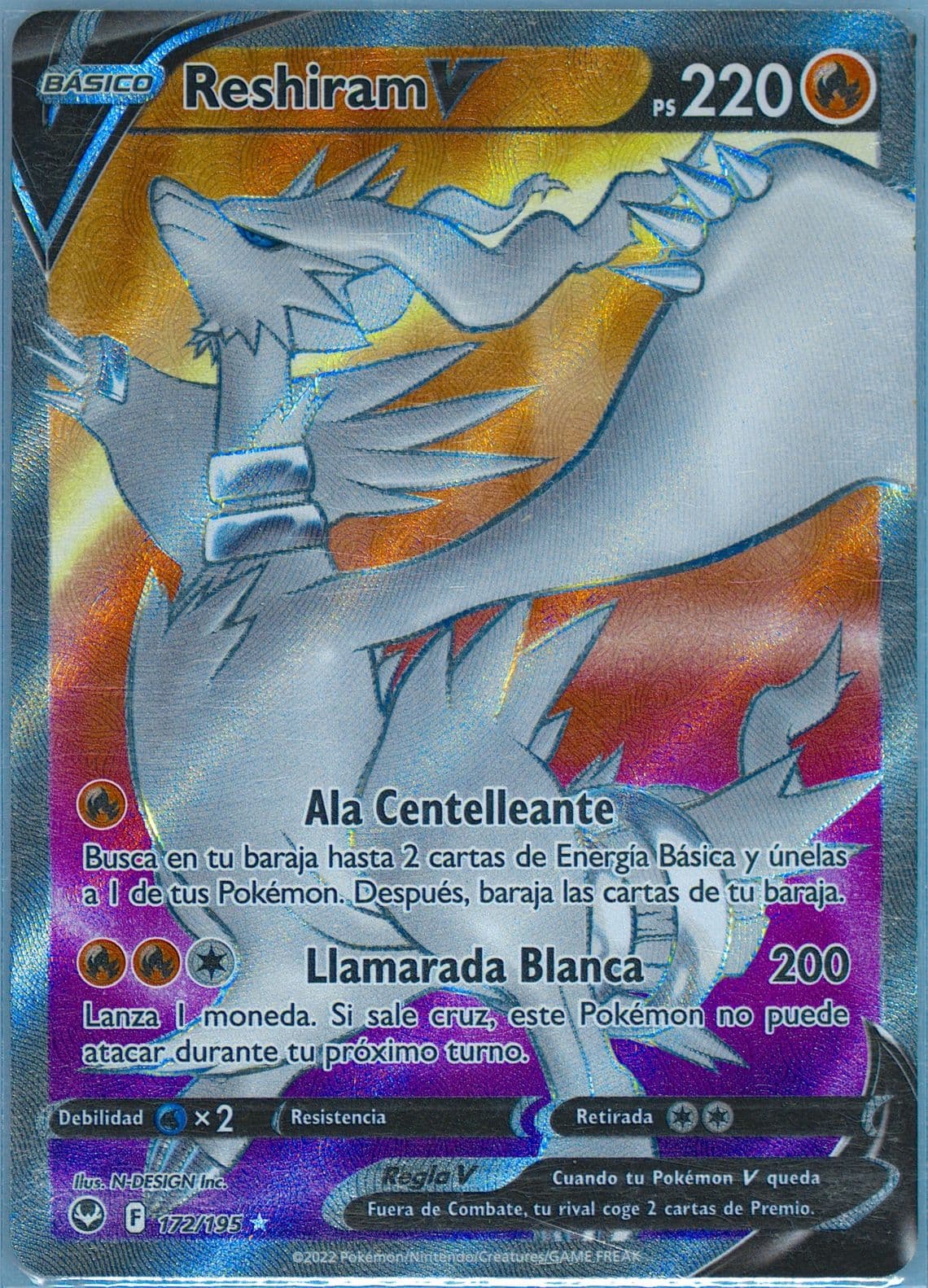 Reshiram V Spanish (172) 2022 Pokemon Sword & Shield Silver Tempest