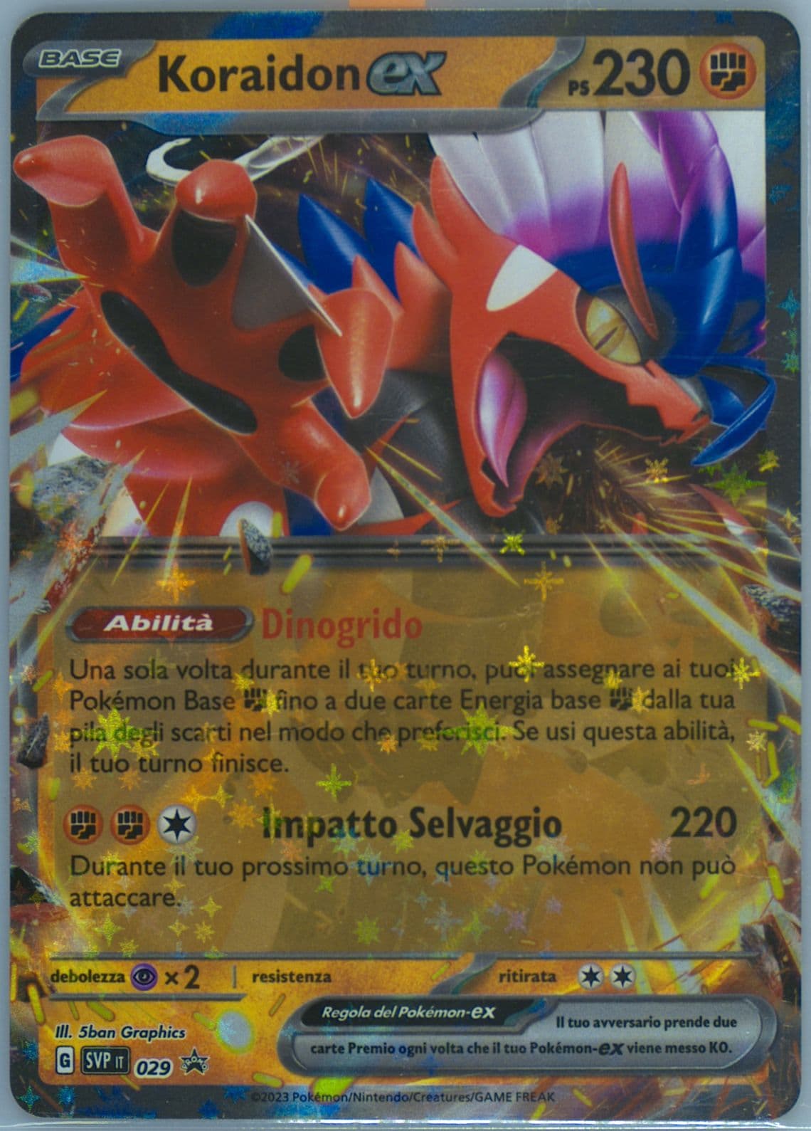 Koraidon EX Paldea Legends Tin (029) 2023 Pokemon Italian Svp It-SV Black Star Promo