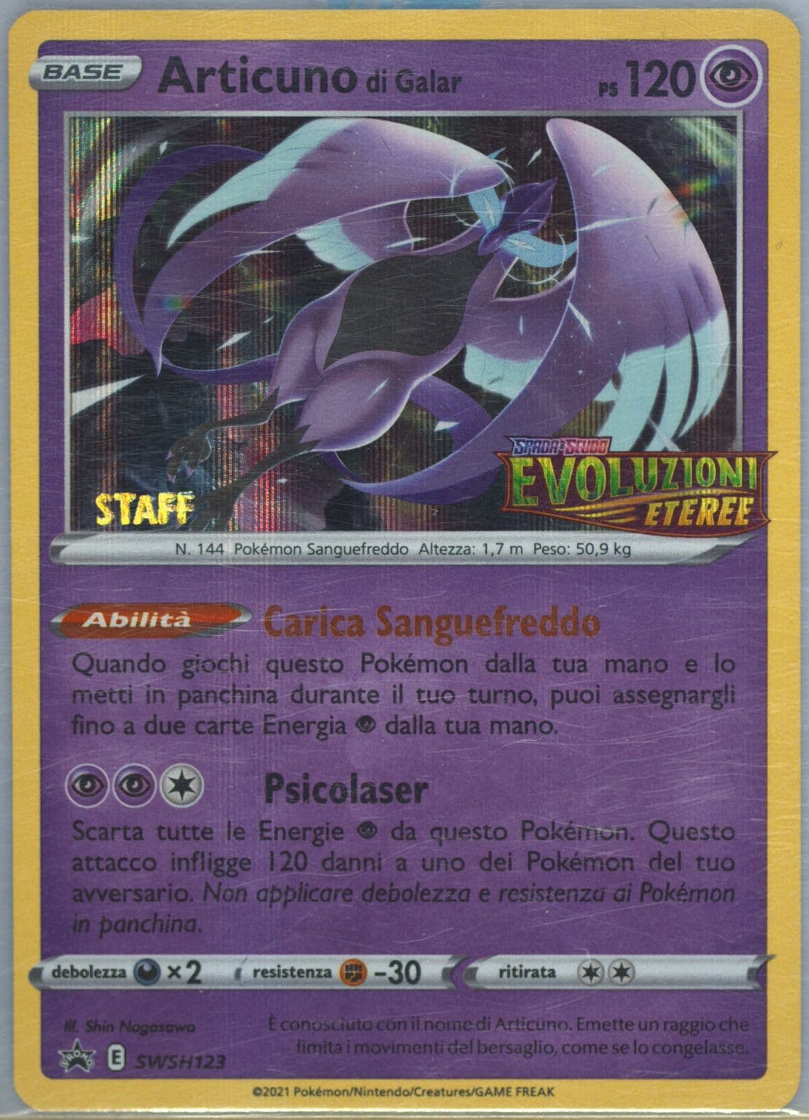Articuno DI Galar-Holo Prerelease-Staff-Italian (123) 2021 Pokemon Swsh Black Star Promo