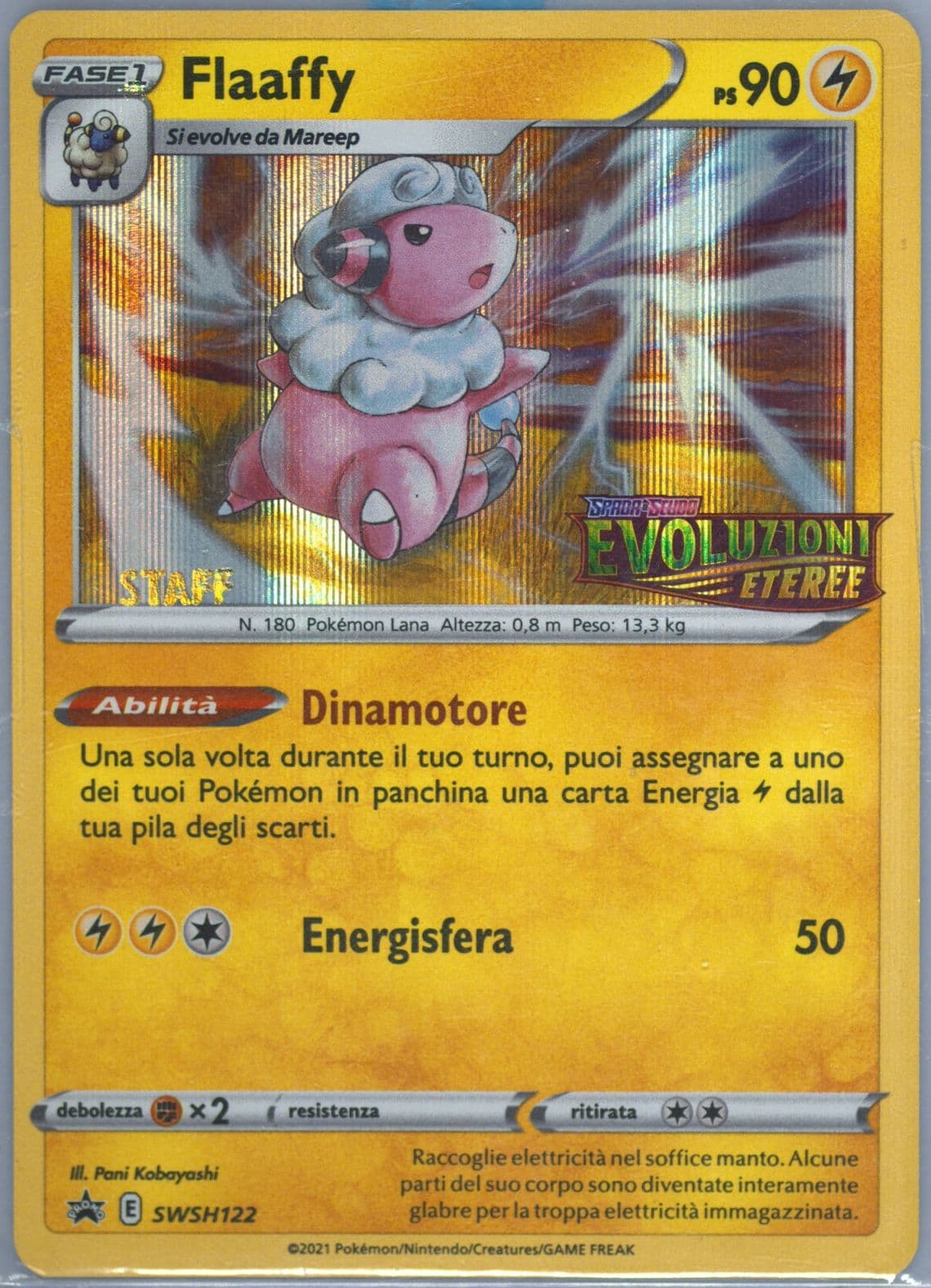 Flaaffy-Holo Prerelease-Staff-Italian (122) 2021 Pokemon Swsh Black Star Promo