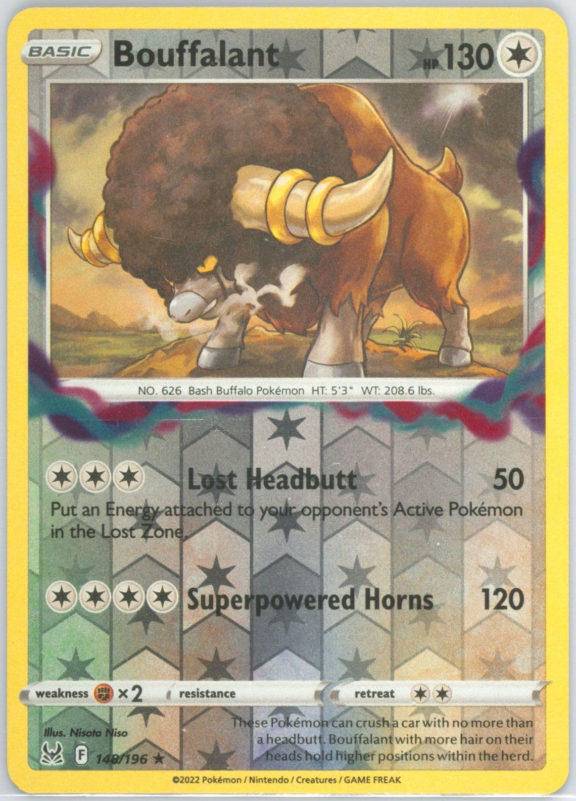 Bouffalant-Reverse Foil (148) 2022 Pokemon Sword & Shield Lost Origin