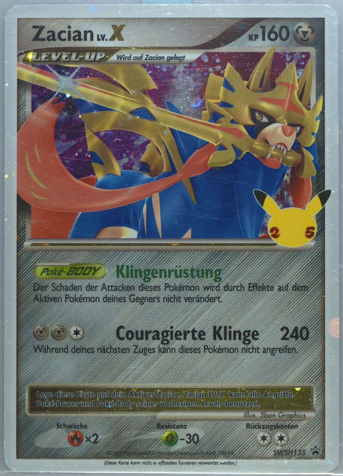 Zacian LV.X-Holo Celebrations Collection-German (135) 2021 Pokemon Swsh Black Star Promo