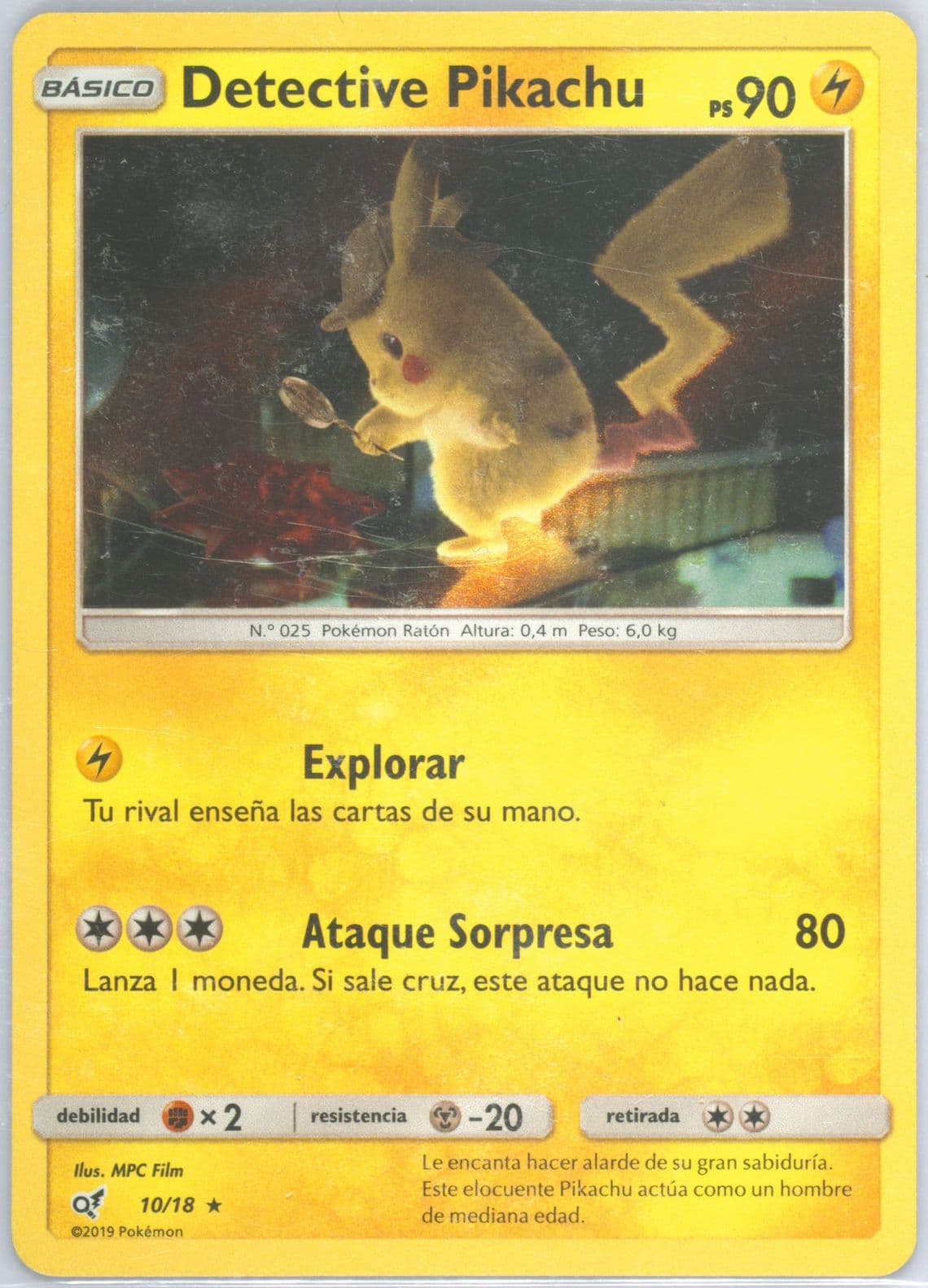 Detective Pikachu-Holo Spanish (10) 2019 Pokemon Sun & Moon Detective Pikachu