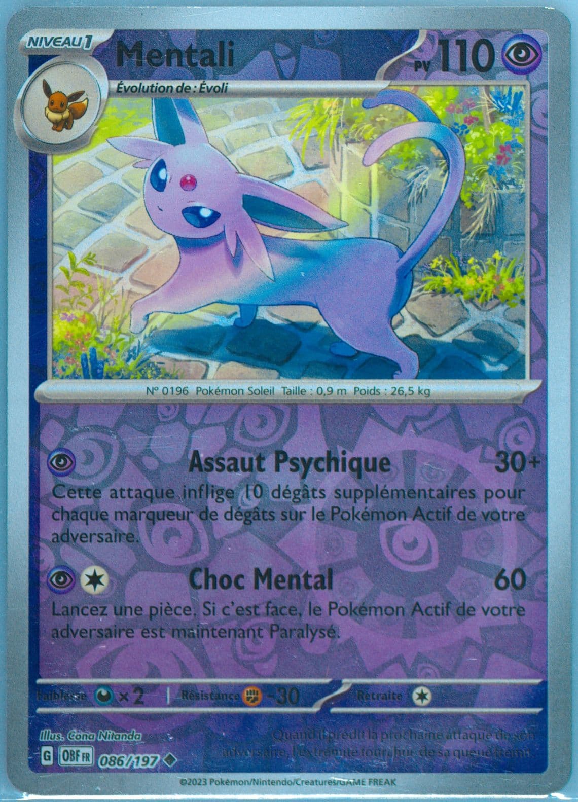 Espeon Reverse Holo (086) 2023 Pokemon French Obf FR-Obsidian Flames