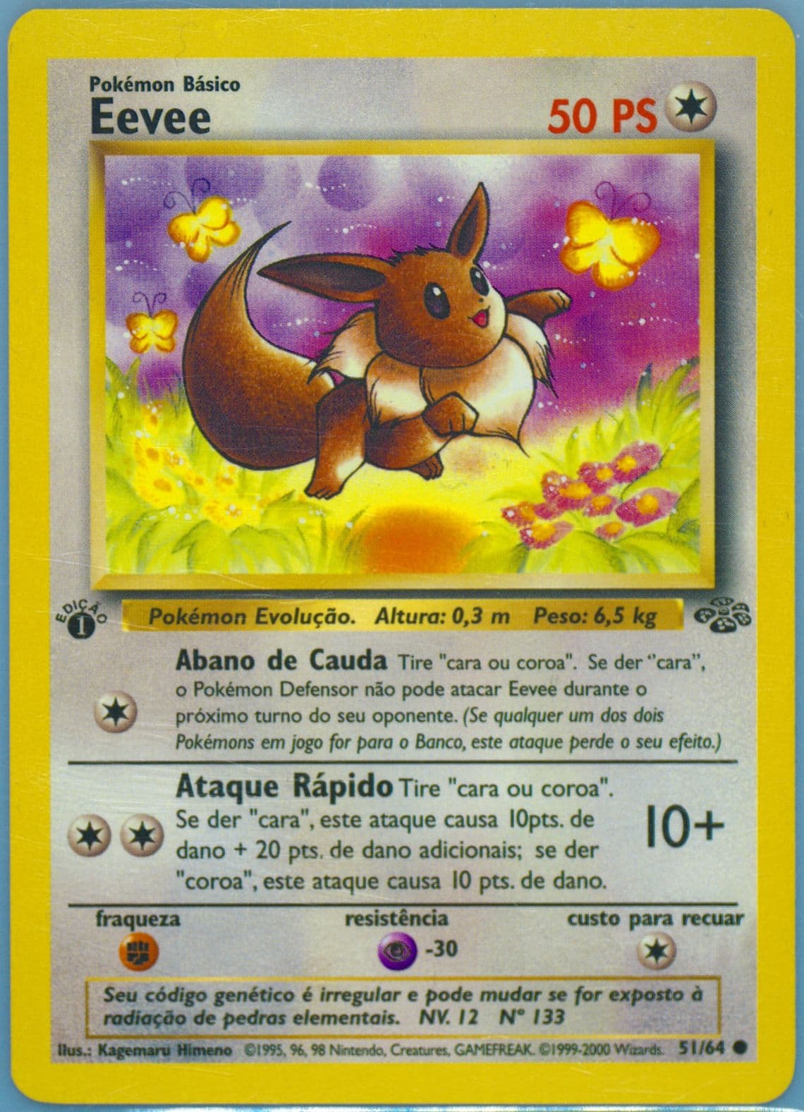 Eevee 1st Edition (51) 2000 Pokemon Portuguese Jungle
