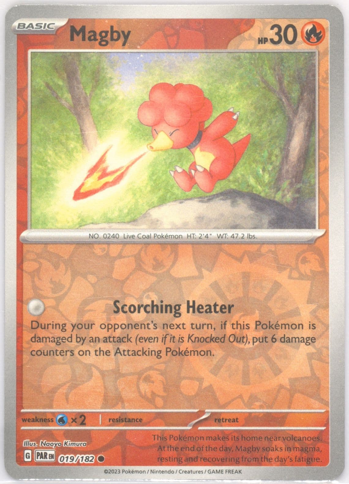 Magby Reverse Holo (019) 2023 Pokemon Par EN-Paradox Rift