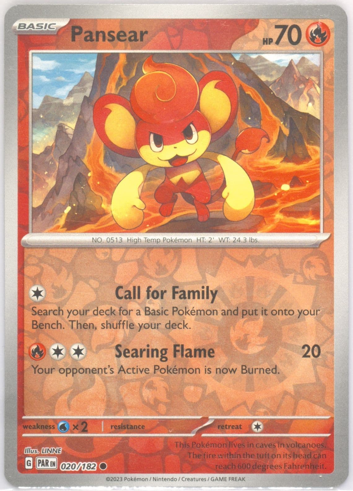 Pansear Reverse Holo (020) 2023 Pokemon Par EN-Paradox Rift