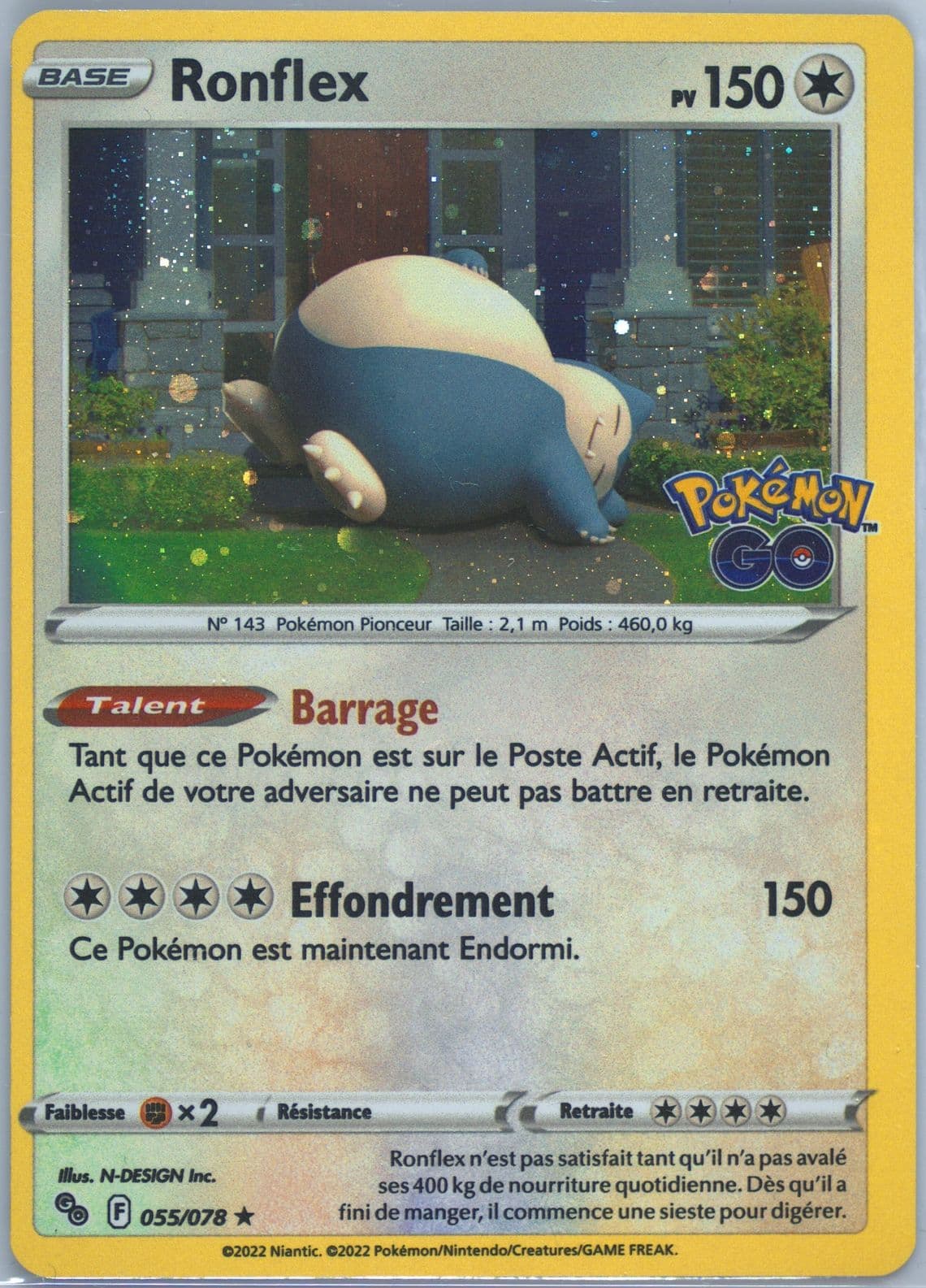 Ronflex-Holo Cosmos-Pokemon Go Tins-French (055) 2022 Pokemon Go