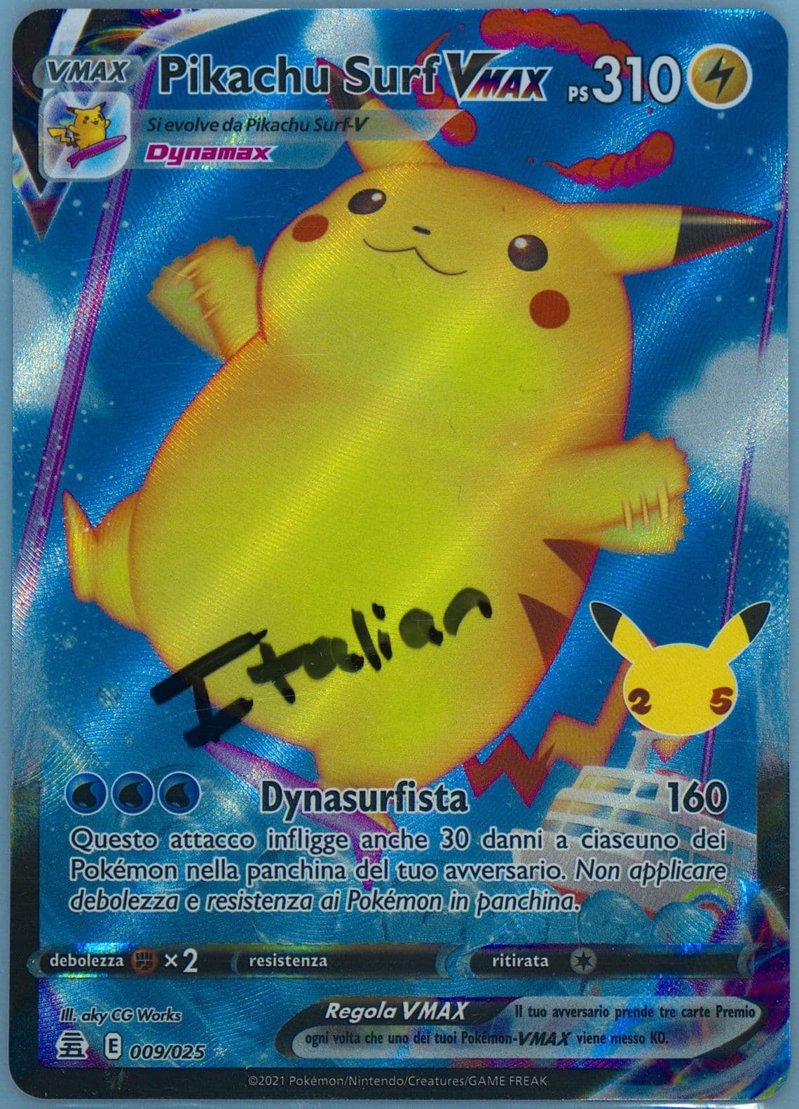 Full Art/Pikachu Surf Vmax Italian (009) 2021 Pokemon Celebrations