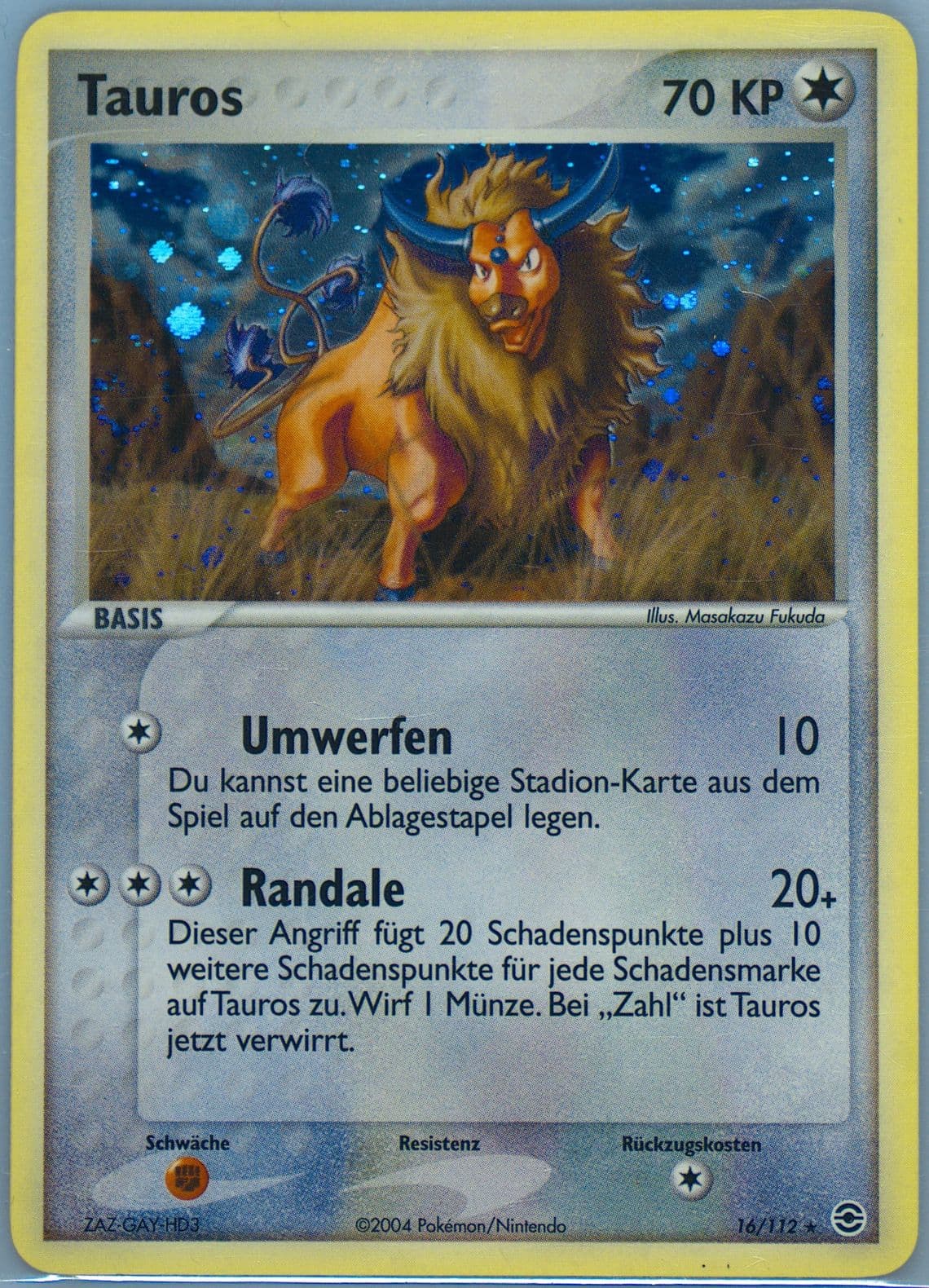 Tauros-Holo German (16) 2004 Pokemon EX Fire Red & Leaf Green