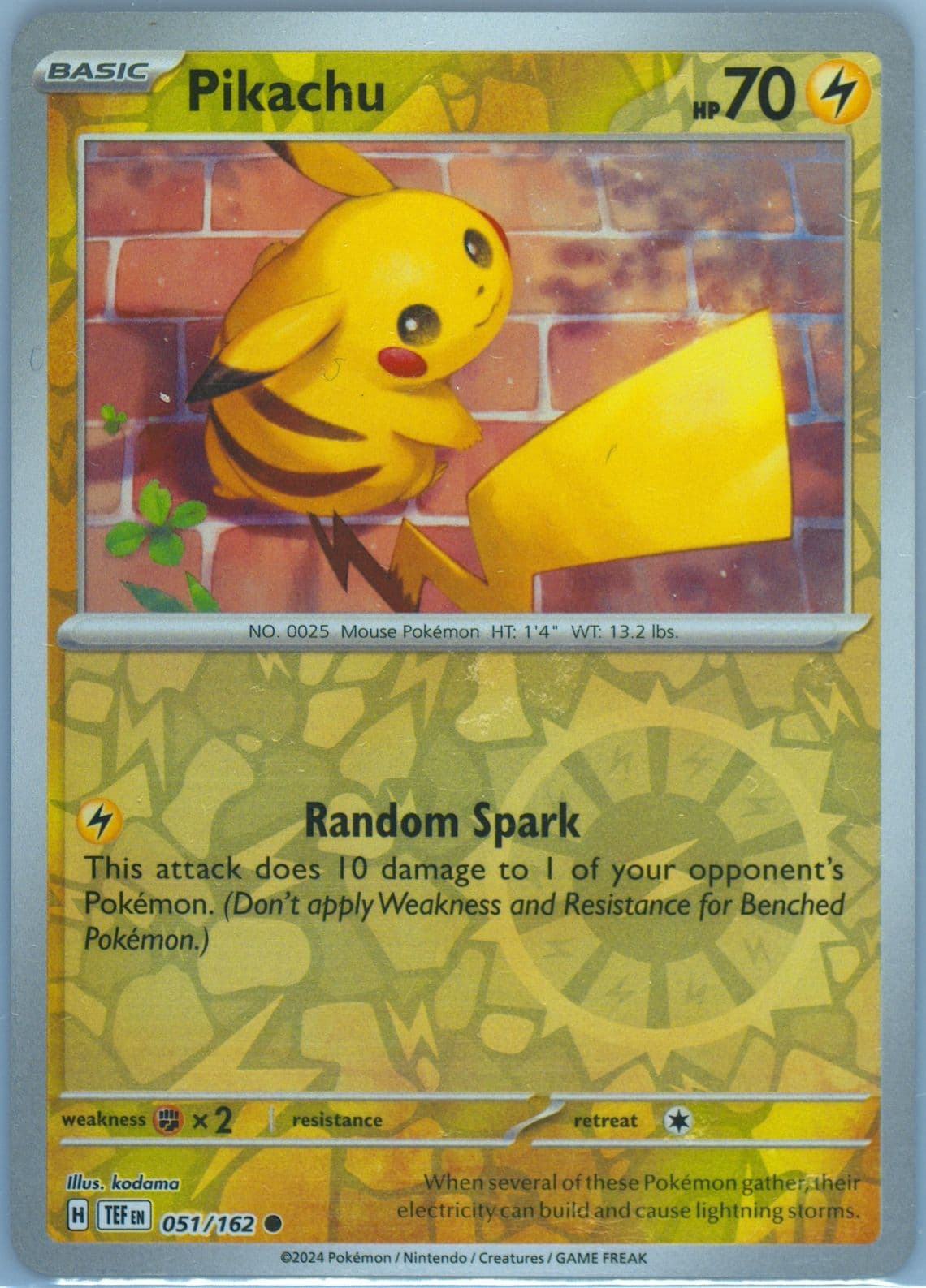 Pikachu Reverse Holo (051) 2024 Pokemon Tef EN-Temporal Forces