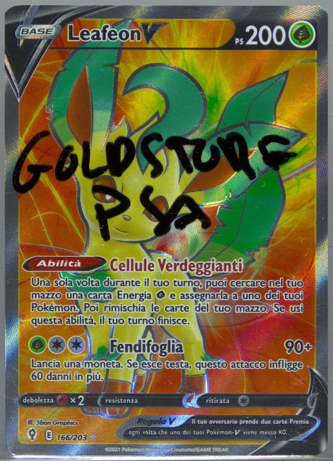 Full Art/Leafeon V Italian (166) 2021 Pokemon Sword & Shield Evolving Skies