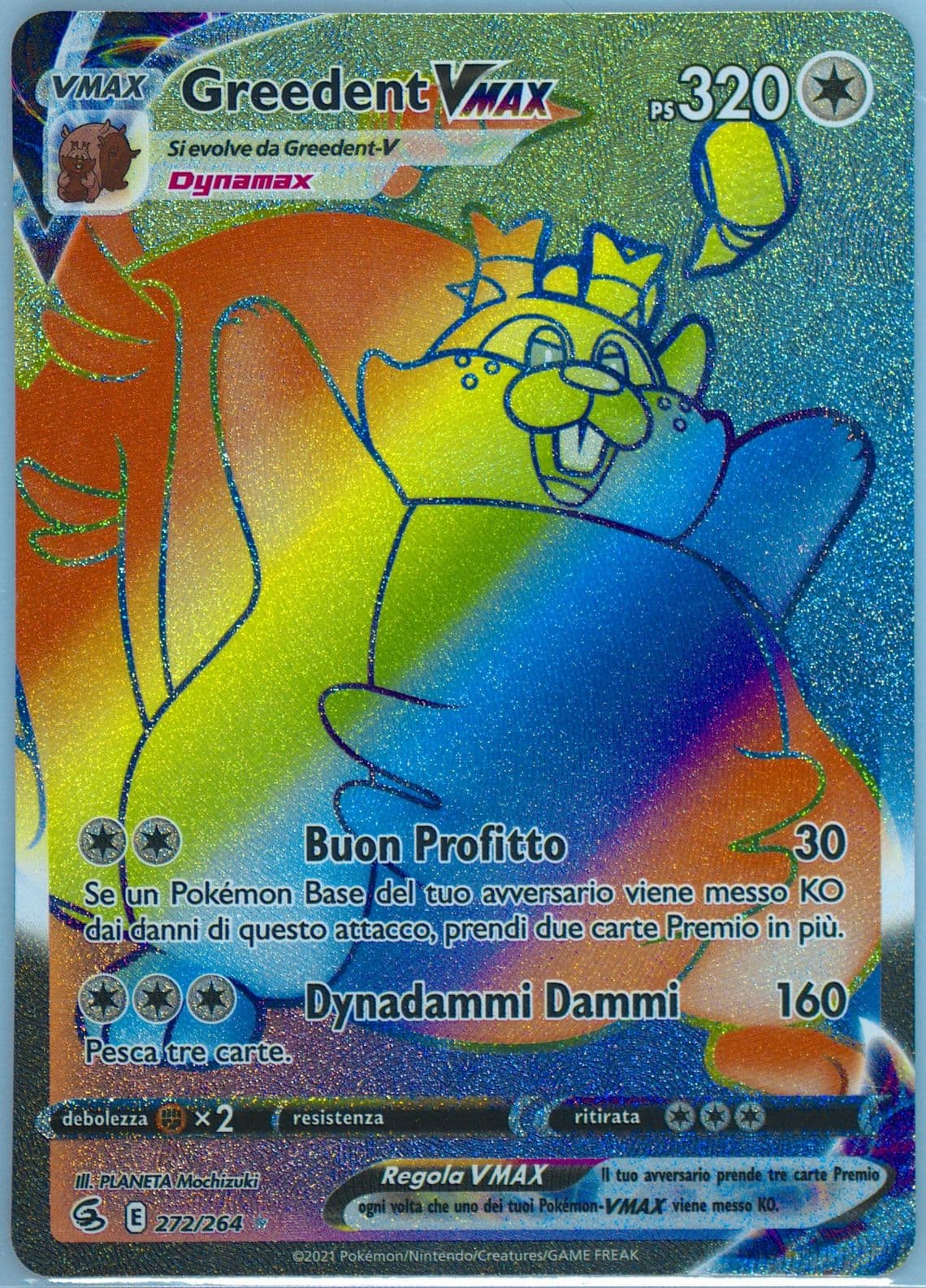 Full Art/Greedent Vmax Italian-Secret (272) 2021 Pokemon Sword & Shield Fusion Strike