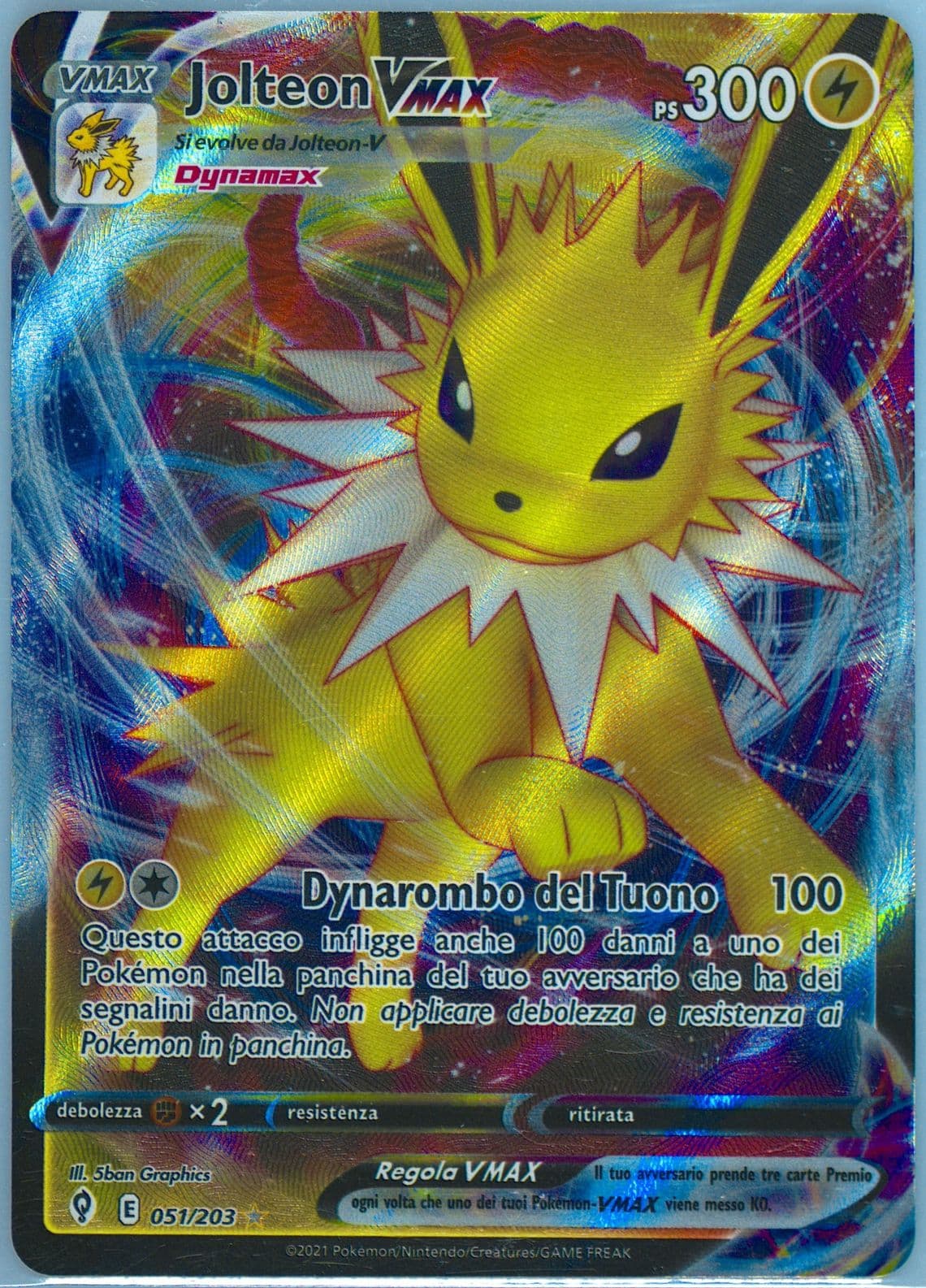 Full Art/Jolteon Vmax Italian (051) 2021 Pokemon Sword & Shield Evolving Skies