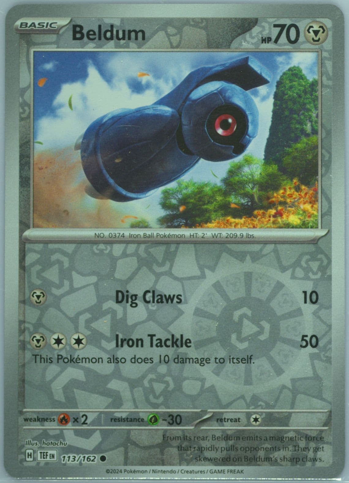 Beldum Reverse Holo (113) 2024 Pokemon Tef EN-Temporal Forces